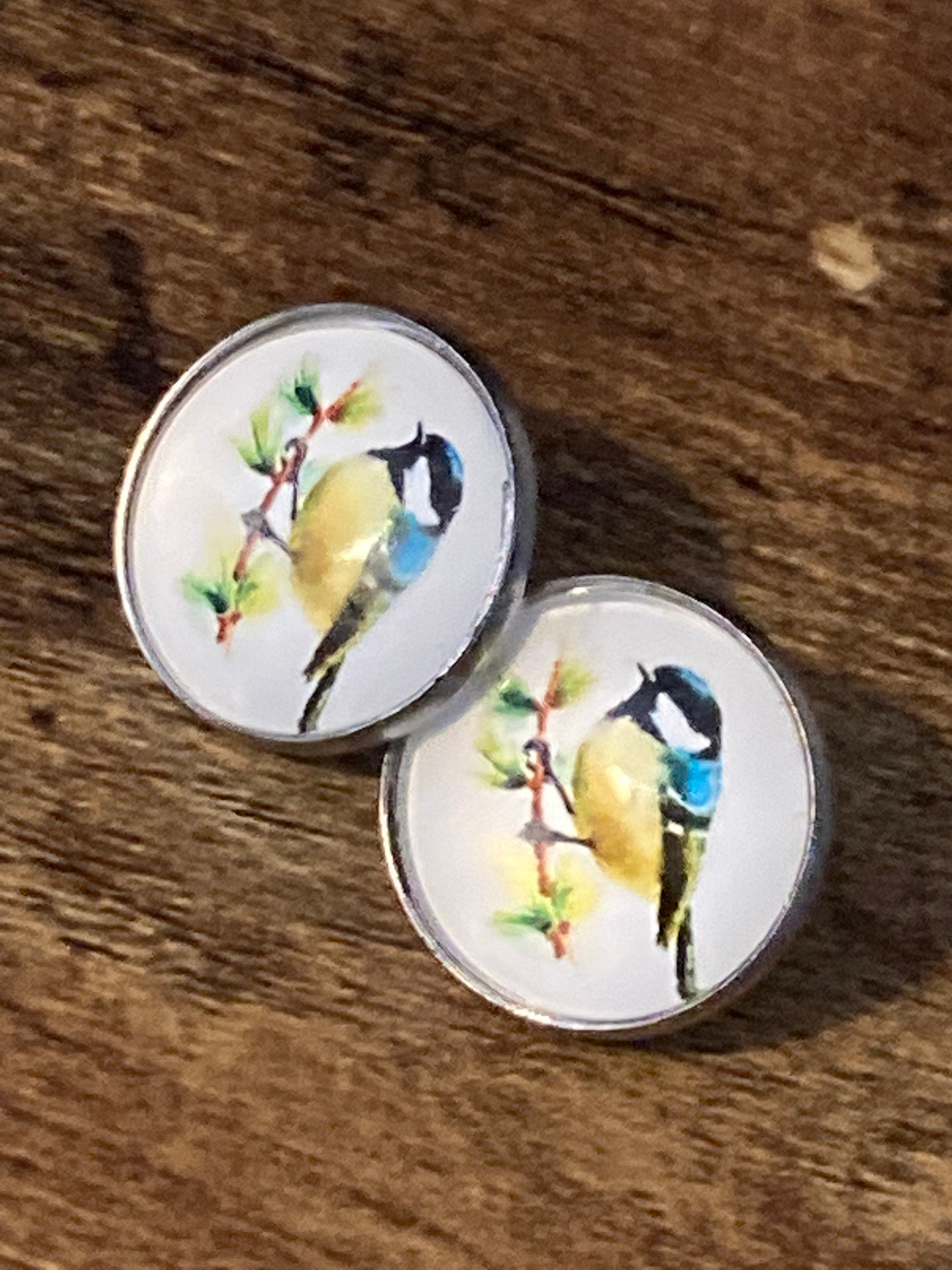 Handmade blue tit garden bird key ring