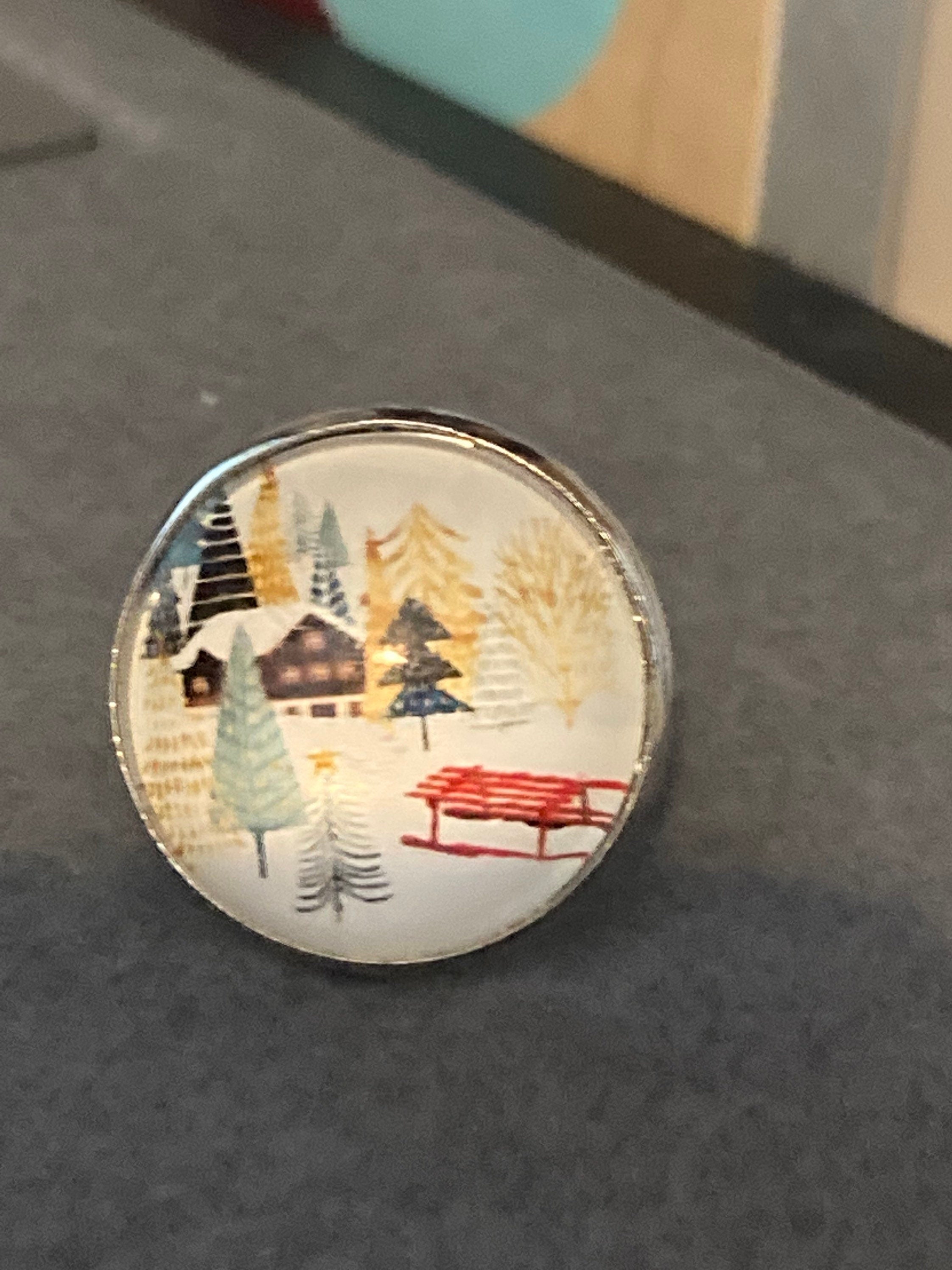 Scandinavian Nordic round glass cabochon adjustable dress ring