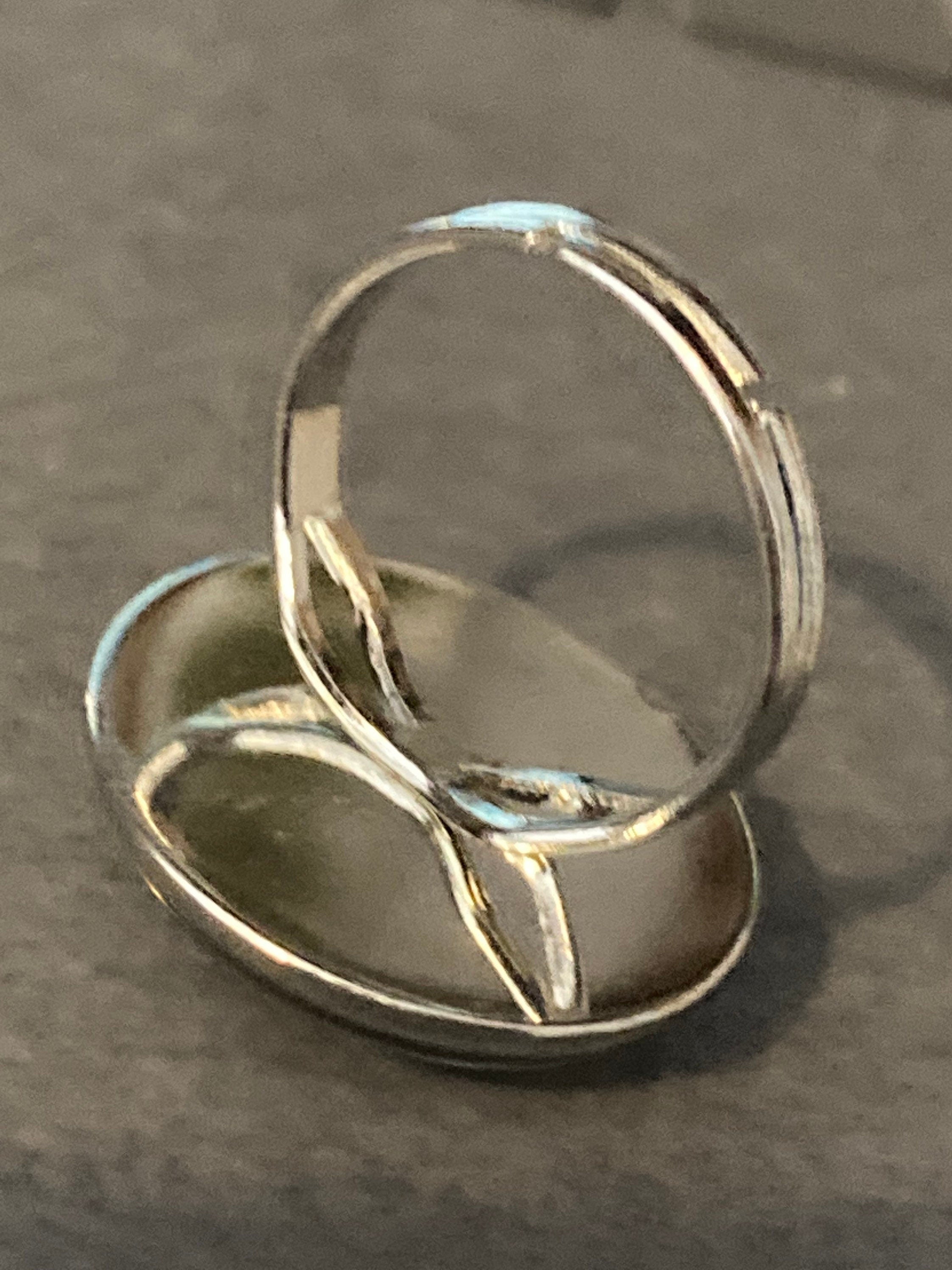 Scandinavian Nordic round glass cabochon adjustable dress ring