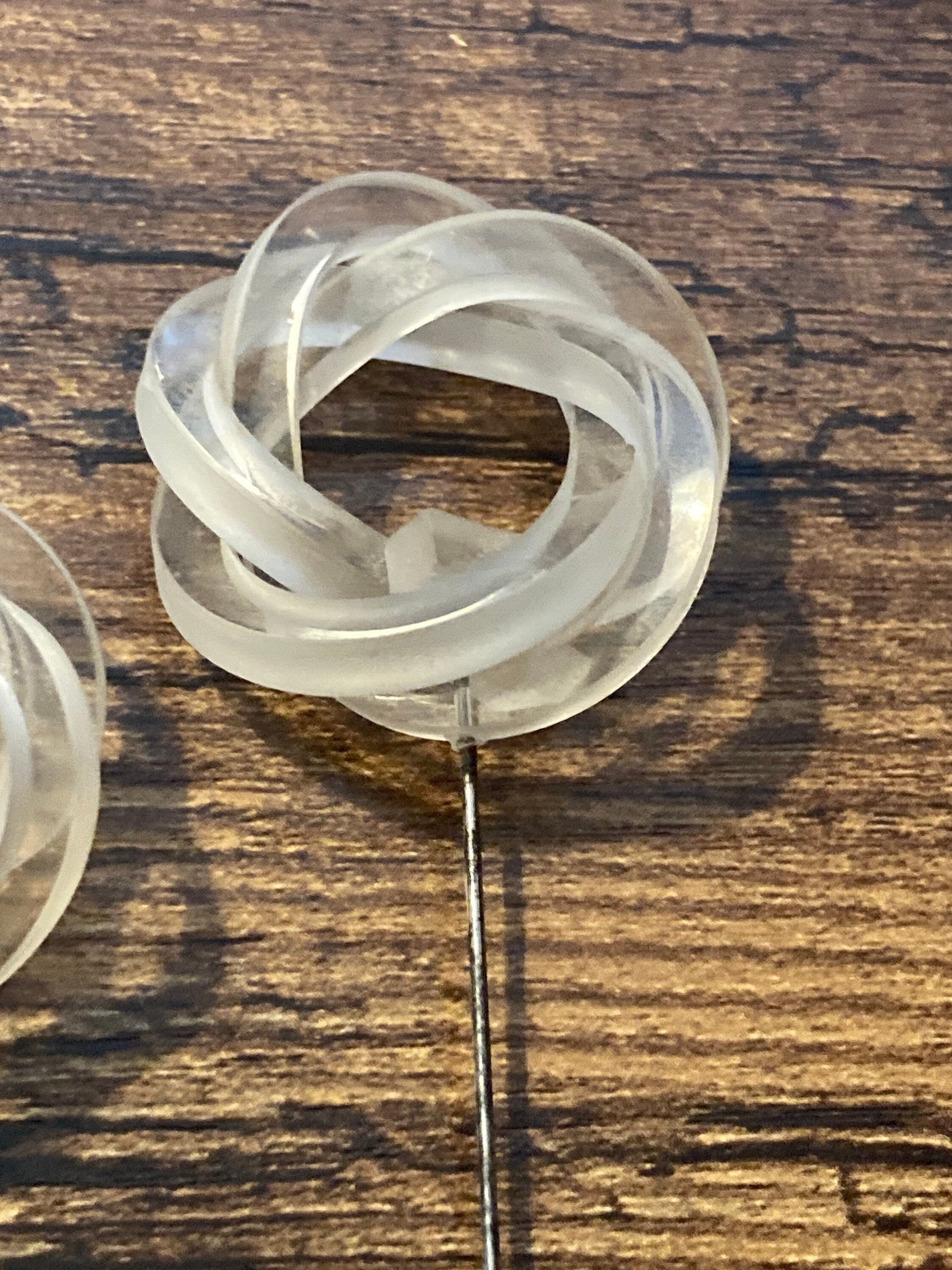 Antique pair of stunning clear Perspex early plastic hat pins 1920s