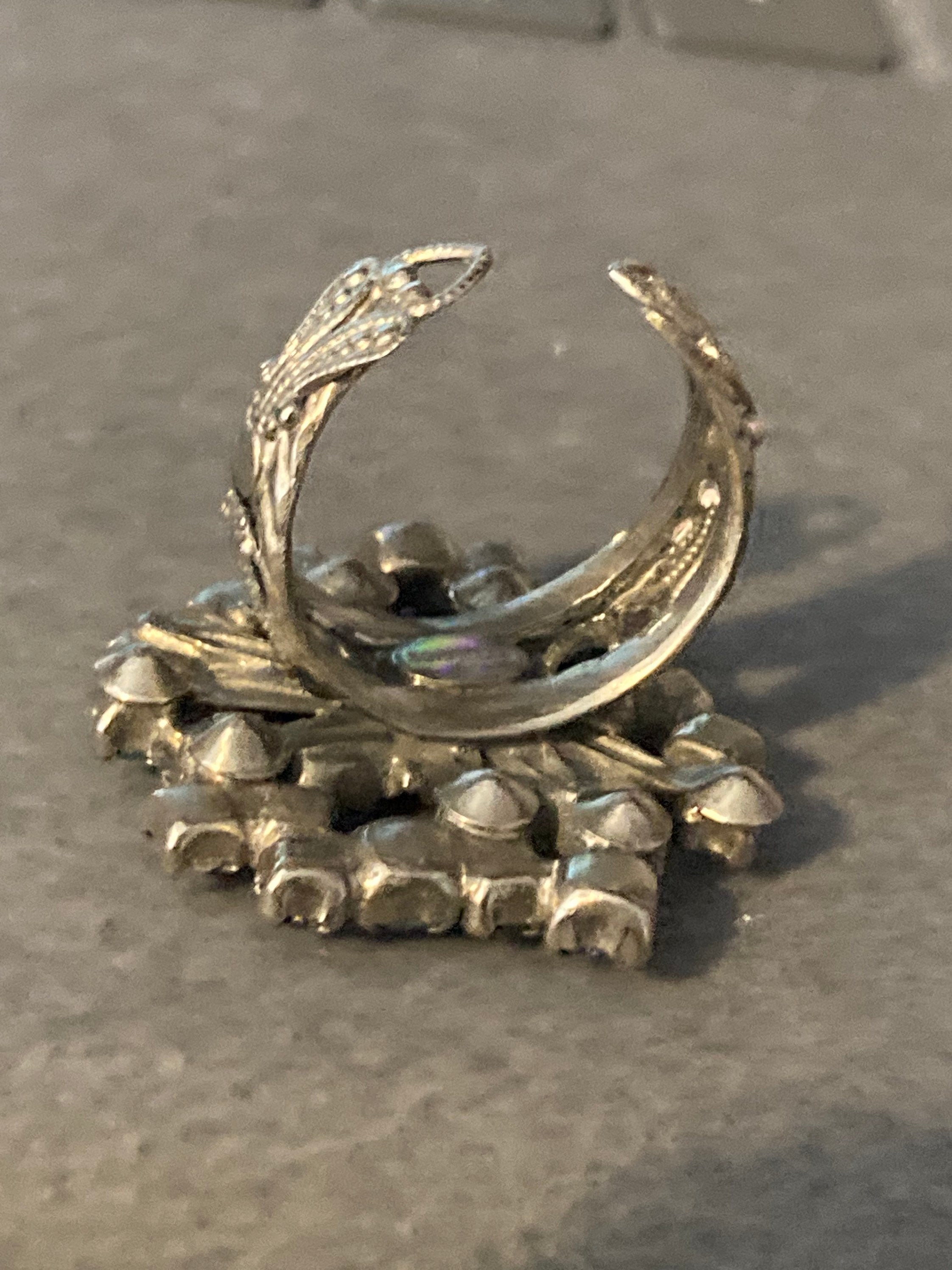 Sorelli Sapphire Blue Rhinestone Dress Ring - Adjustable Gold Tone