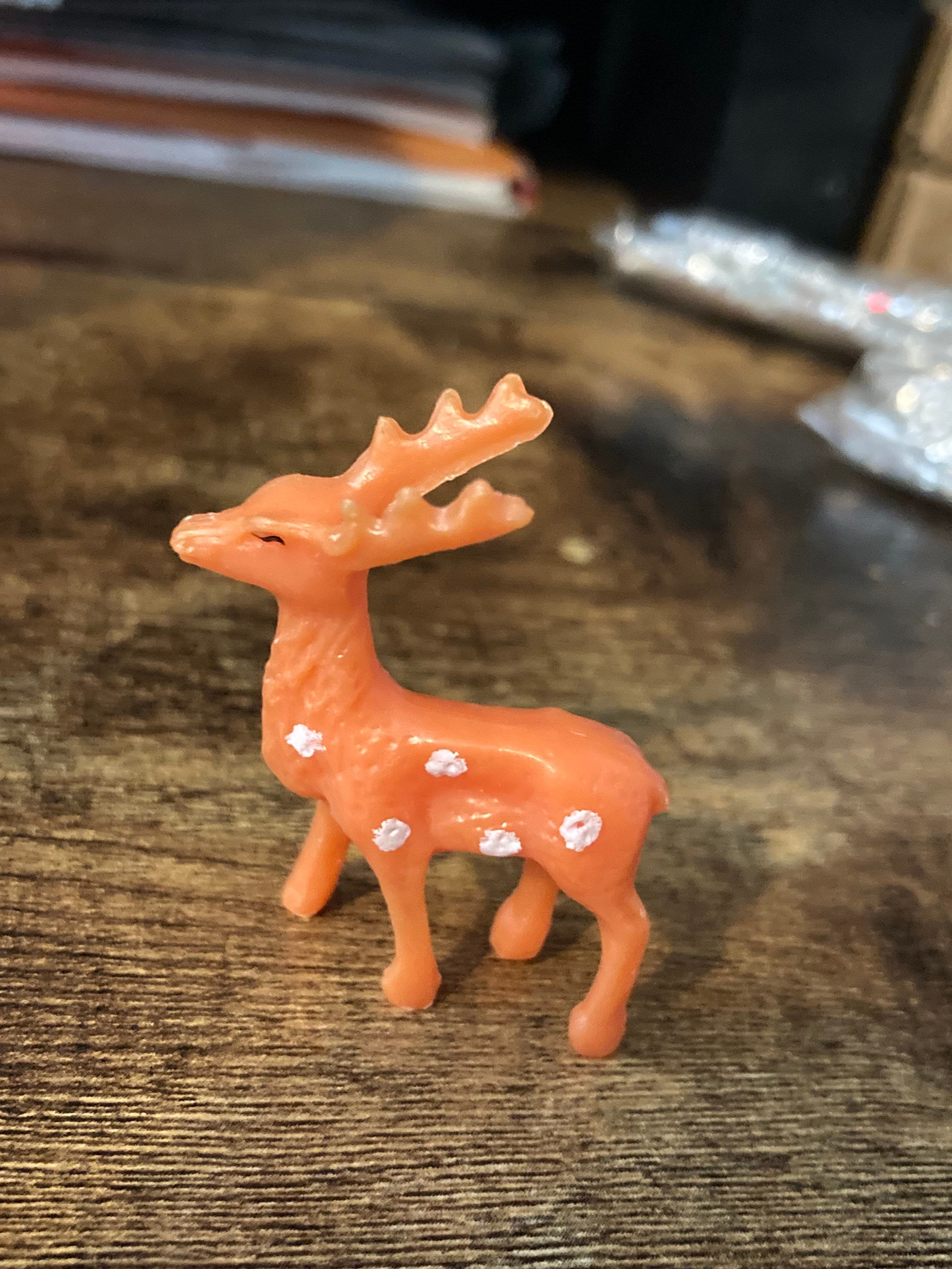 A brown White reindeer deer cake topper decoration