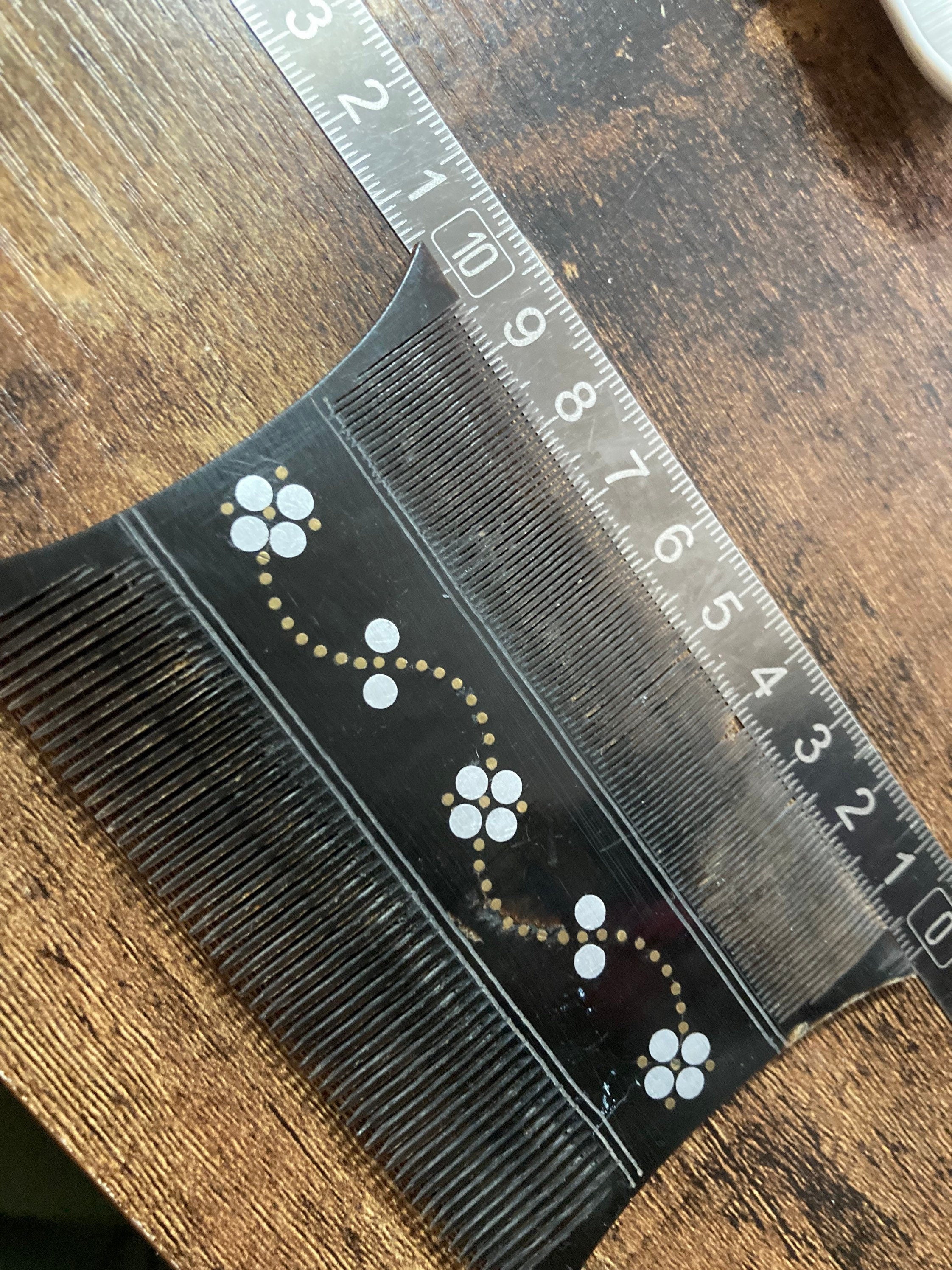 Antique hair comb faux Tortoiseshell early plastic small Chinese pietra dura