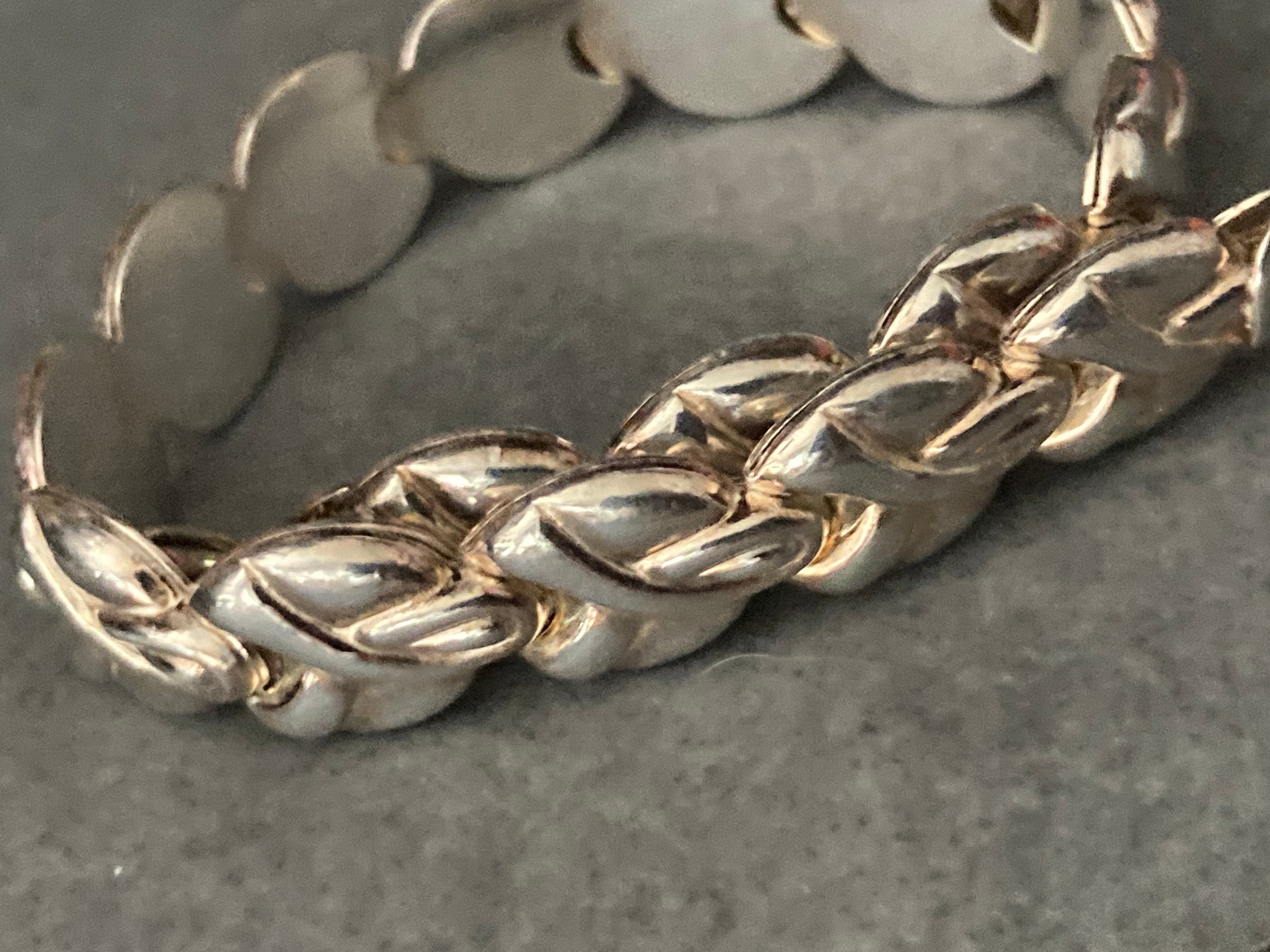 Fixed Panel link bracelet 925 puffed sterling silver modernist