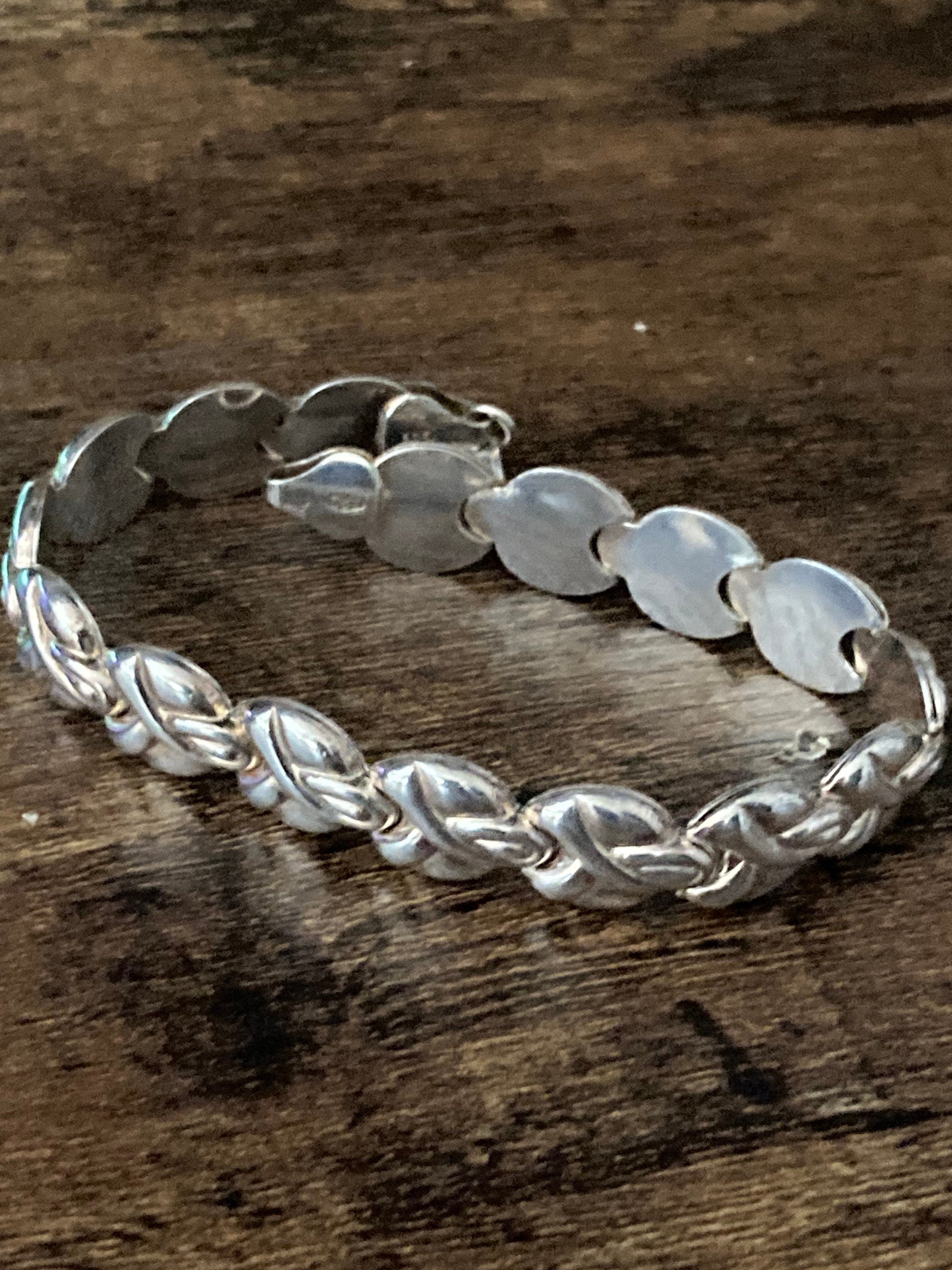 Fixed Panel link bracelet 925 puffed sterling silver modernist