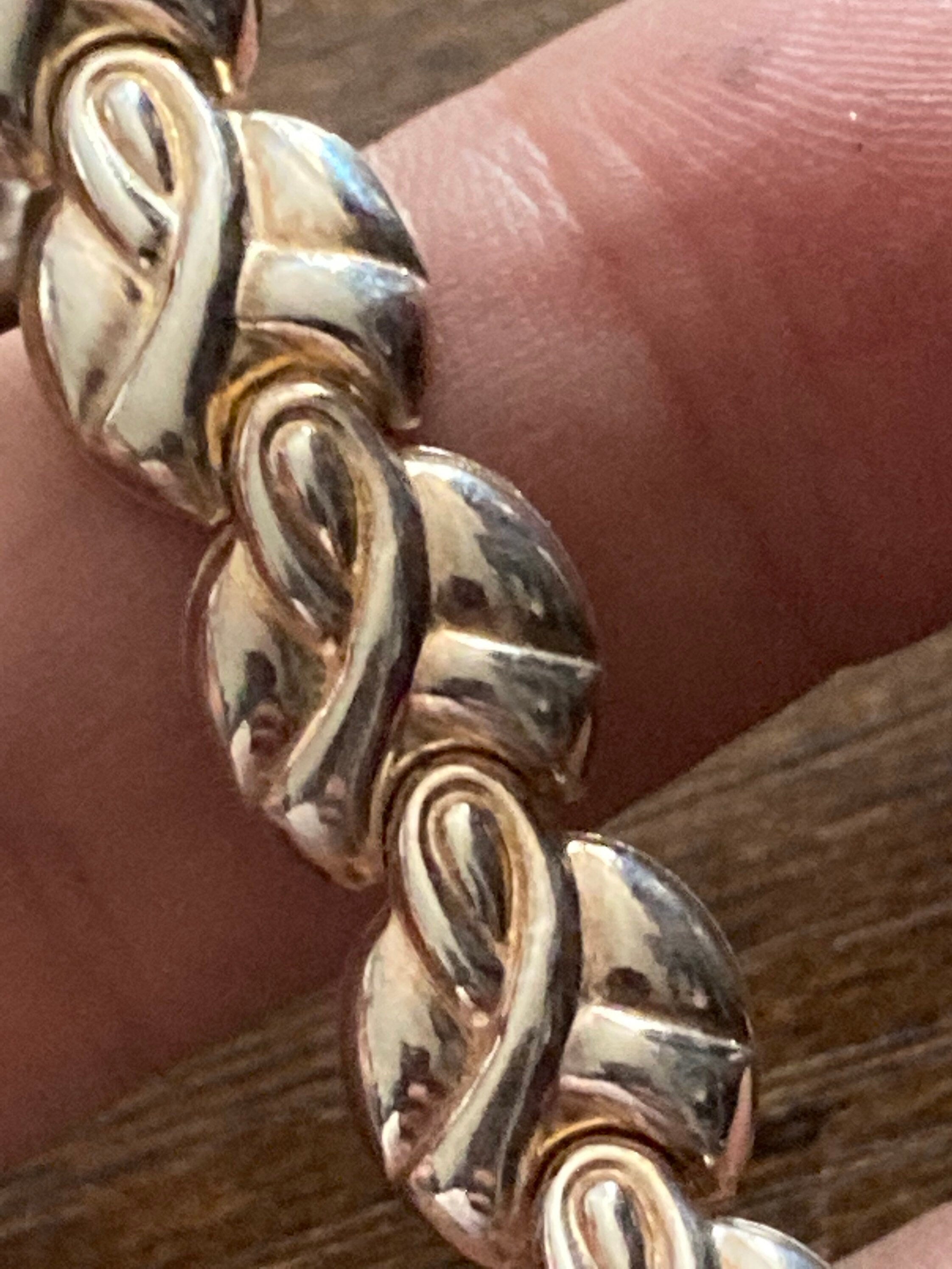 Fixed Panel link bracelet 925 puffed sterling silver modernist