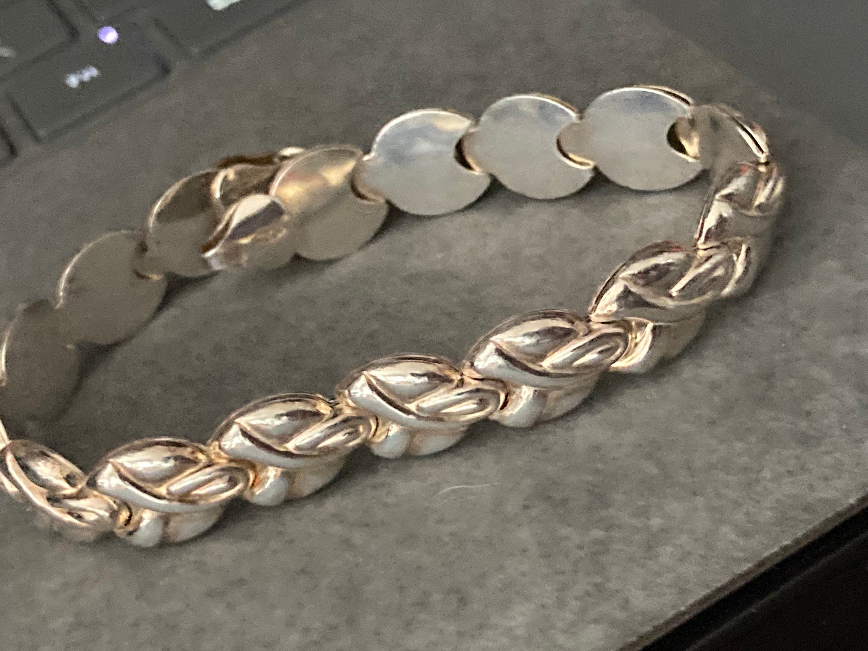 Fixed Panel link bracelet 925 puffed sterling silver modernist