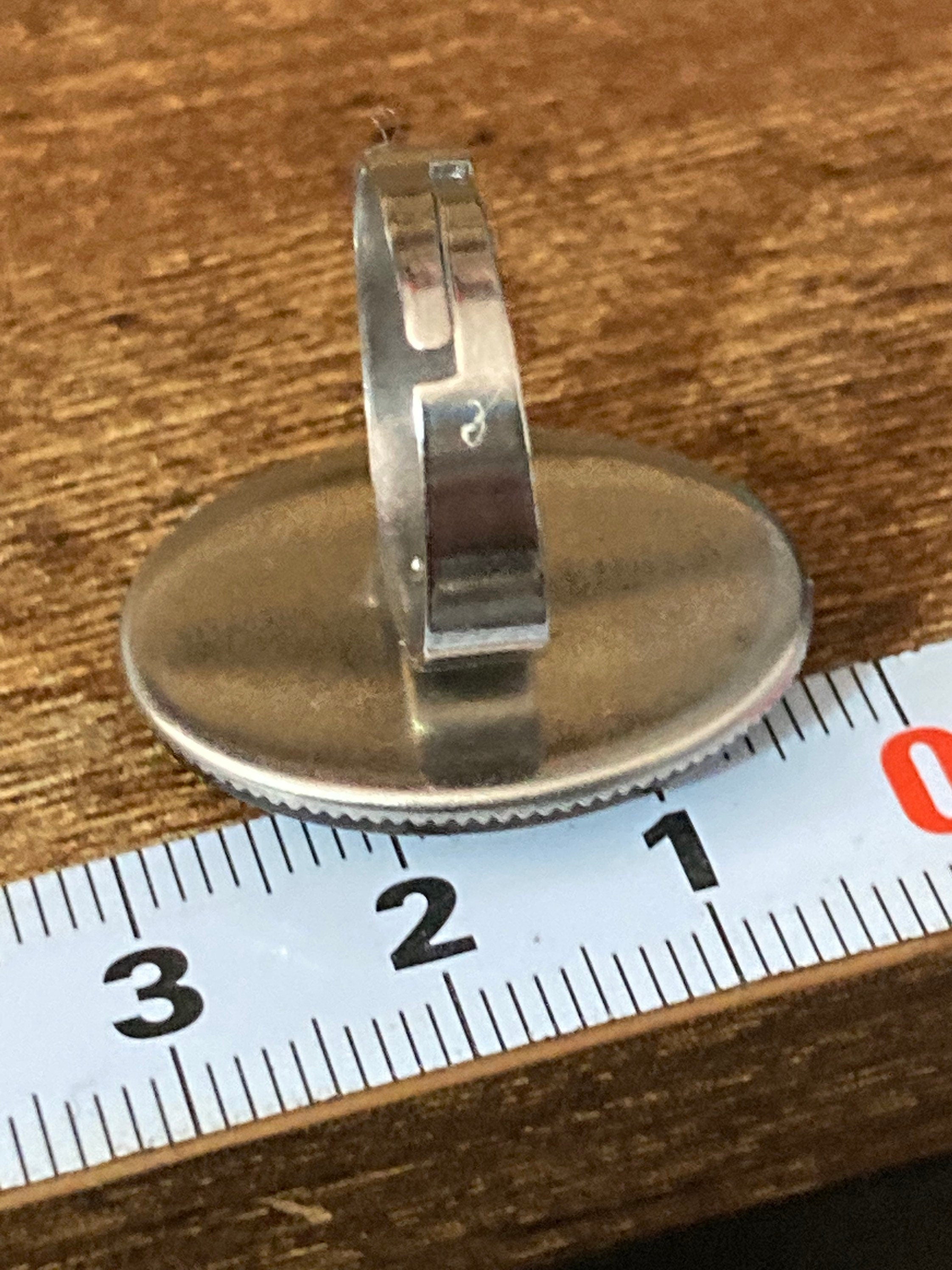 Japanese geisha girl ring oval glass cabochon ring adjustable handmade