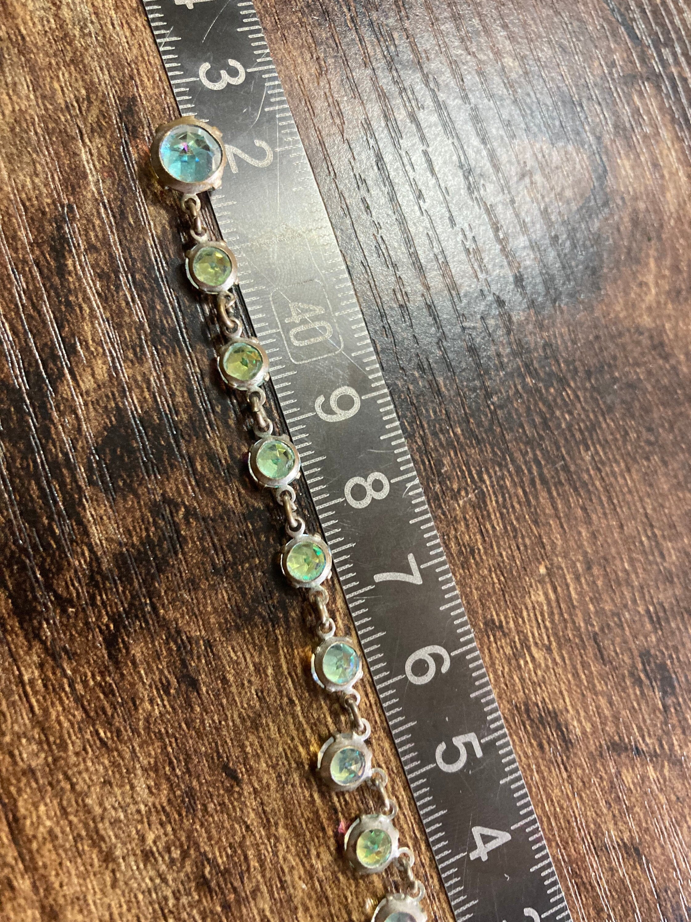 Vintage Aurora Borealis Glass Necklace: Rainbow Crystal Rivère, 1950s