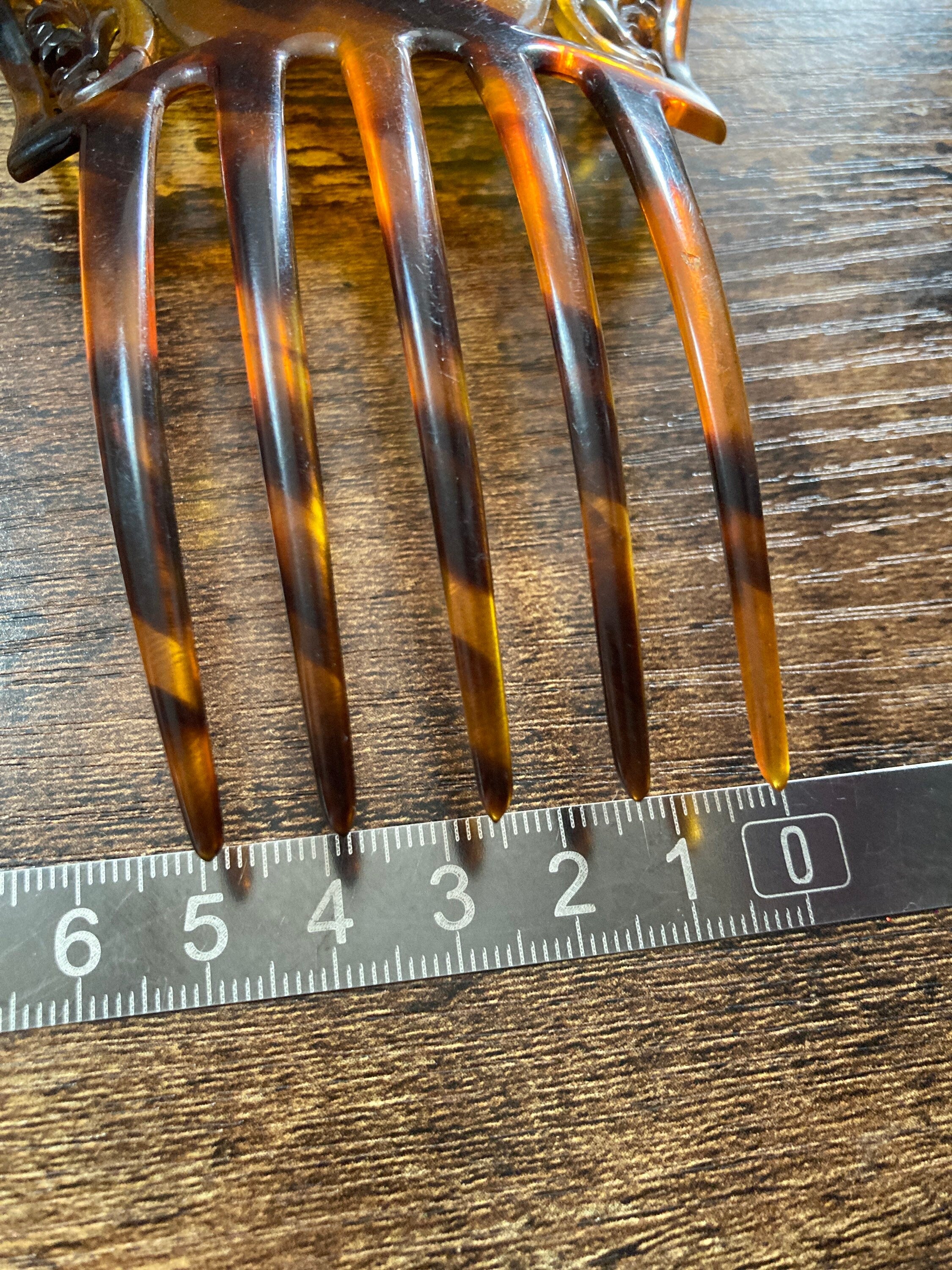 Antique Mantilla Comb Brown Faux Tortoiseshell Celluloid Cut out work Hair Slides Peineta