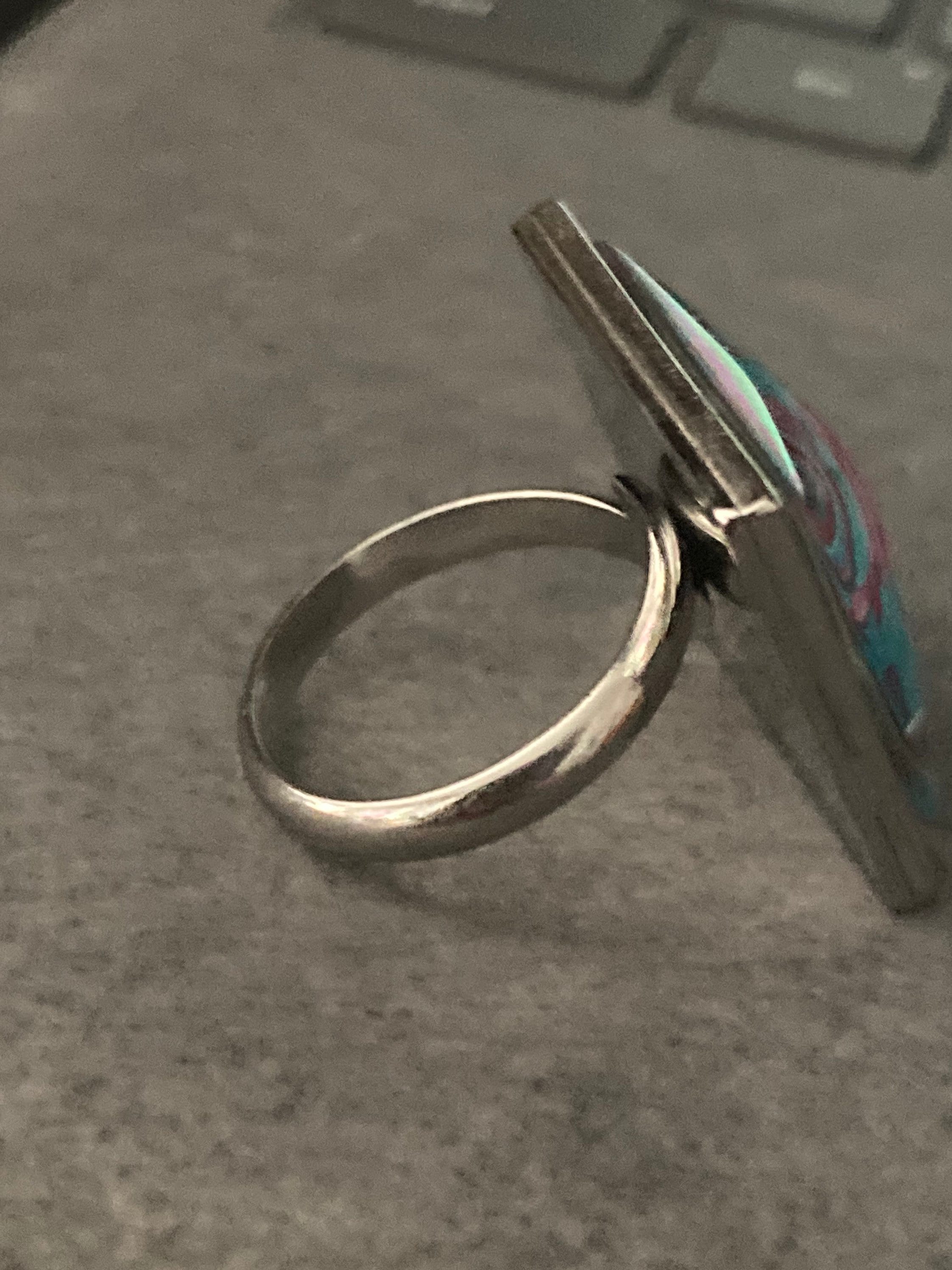Pink Flamingo Ring: Stainless Steel Adjustable Ring with Glass Cabochon