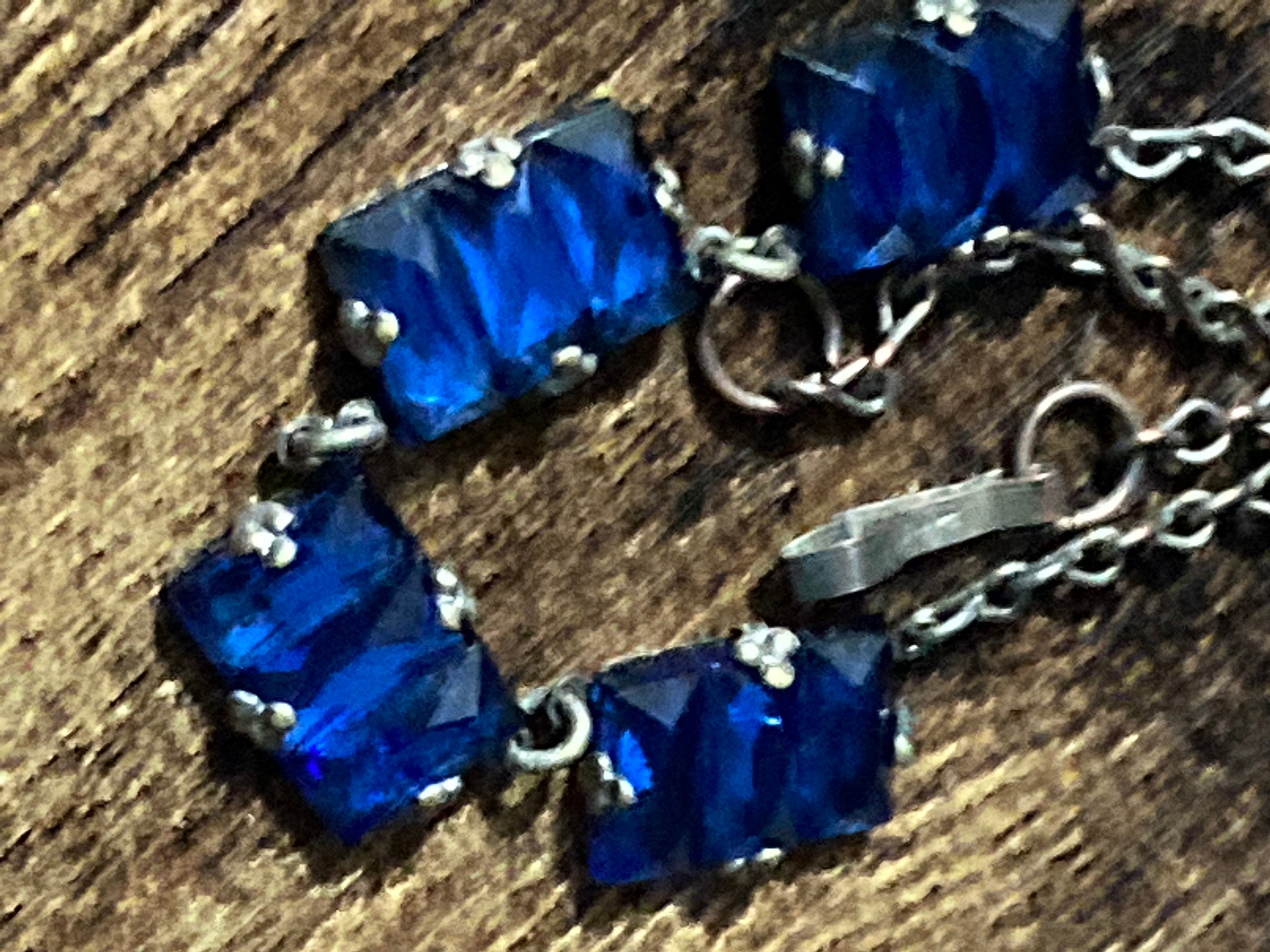 PETITE 32cm very slim neck Vauxhall Glass cobalt Necklace Something Blue