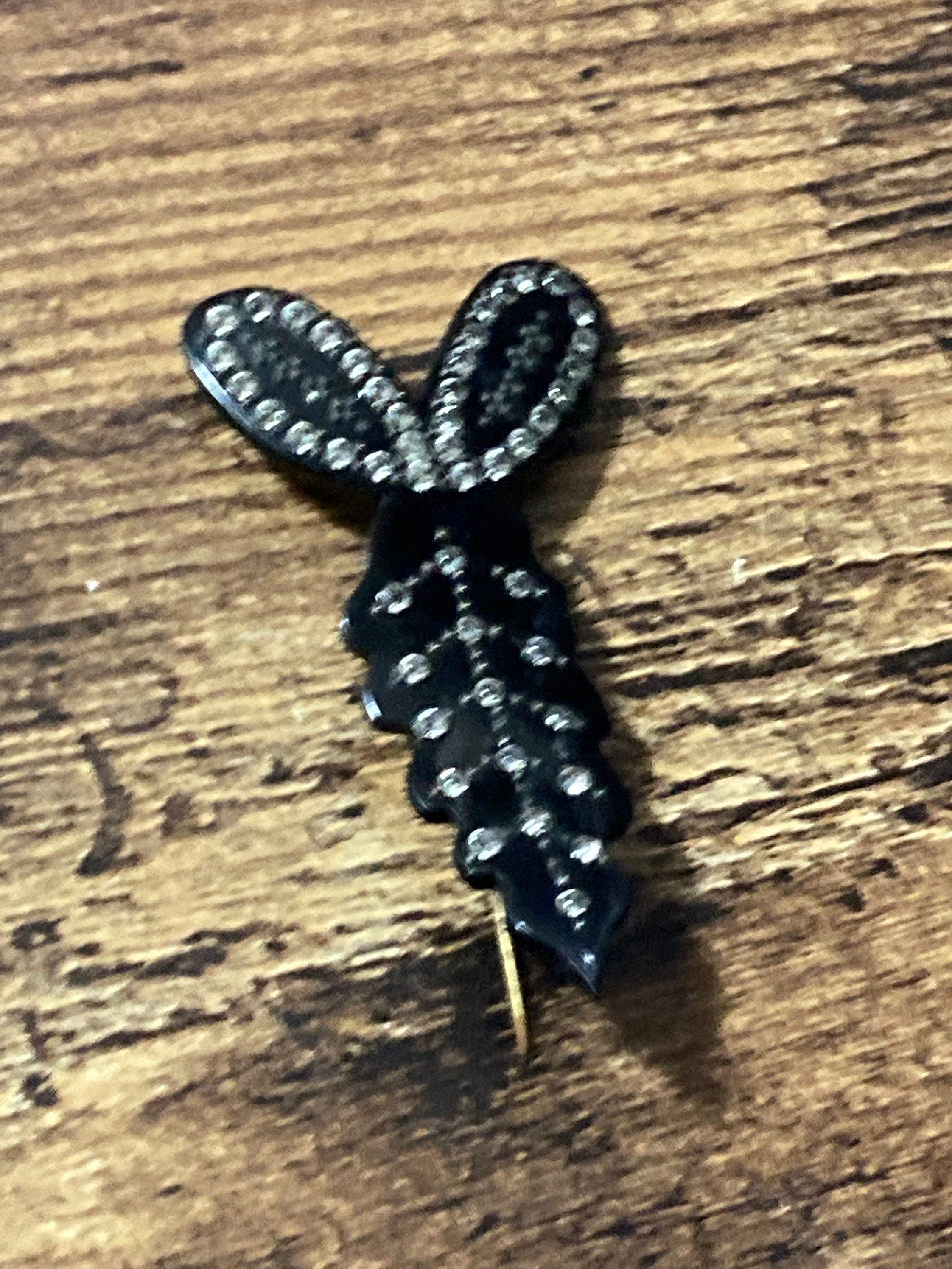 Hat flash pin diamanté paste rhinestone set black bakelite True Art Deco 1920s