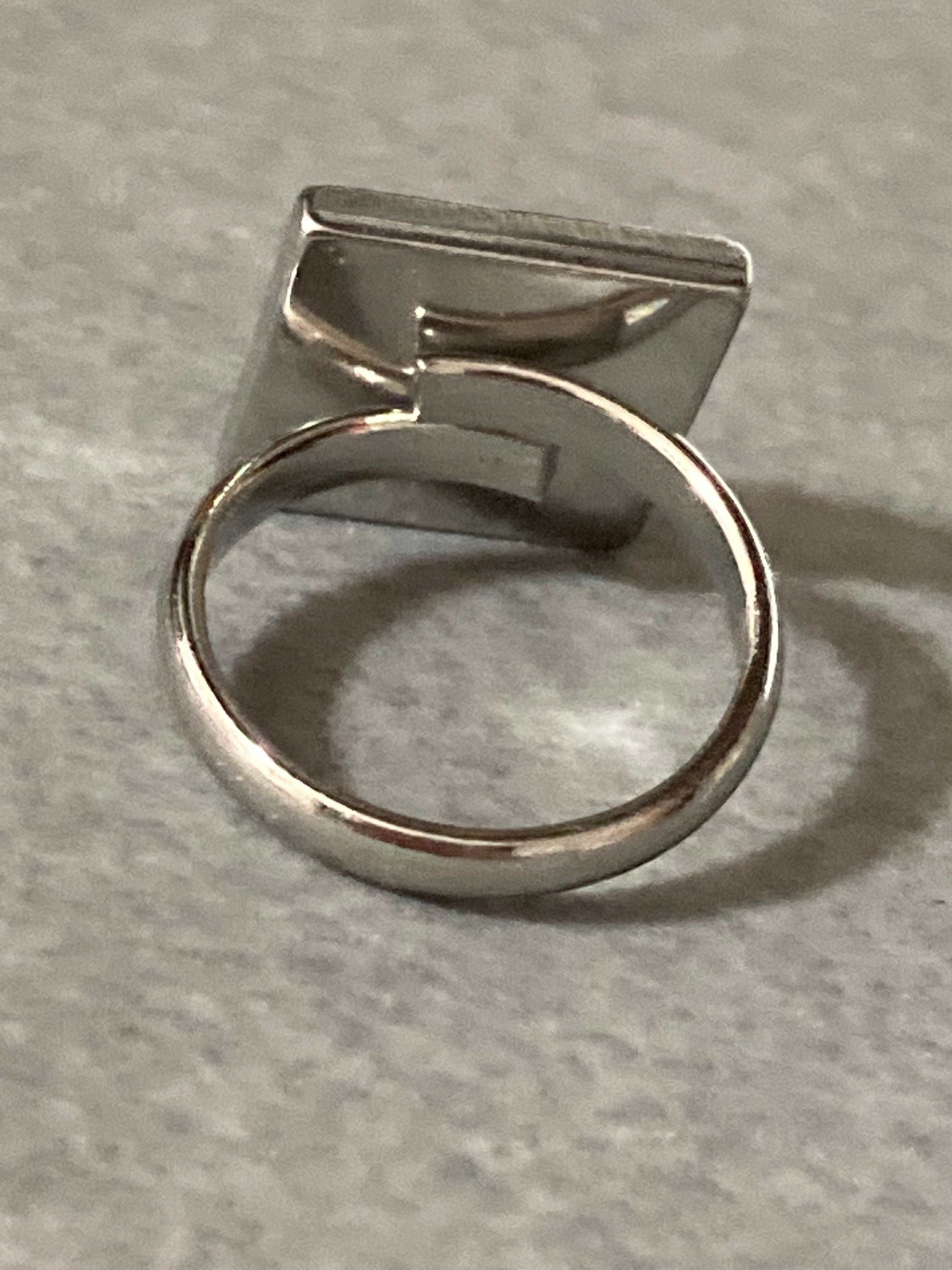 Japanese geisha girl ring adjustable blue stainless steel