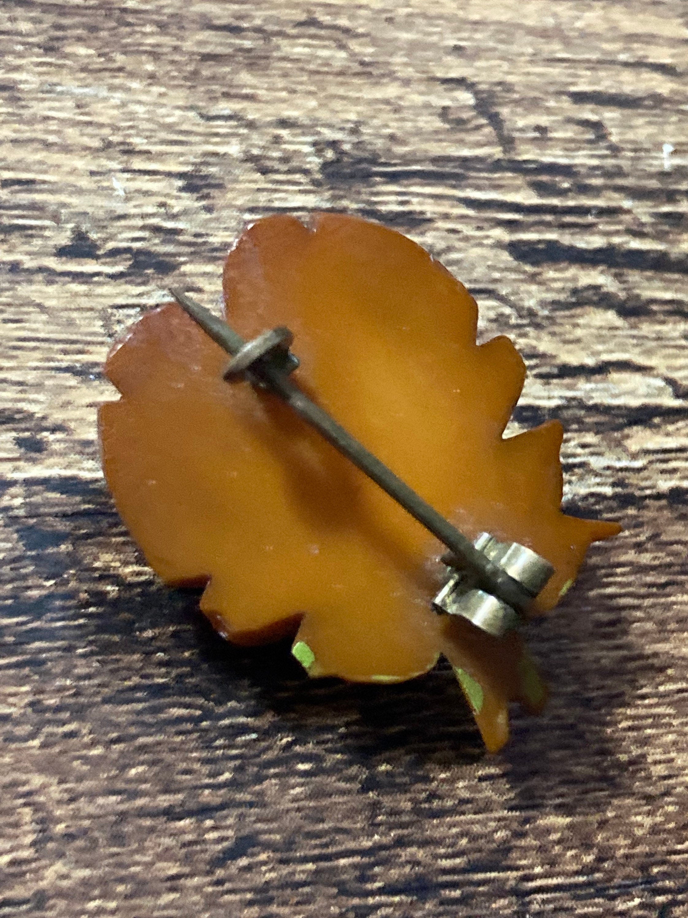 early plastic resin floral rose brooch Celluloid or bakelite Art Deco