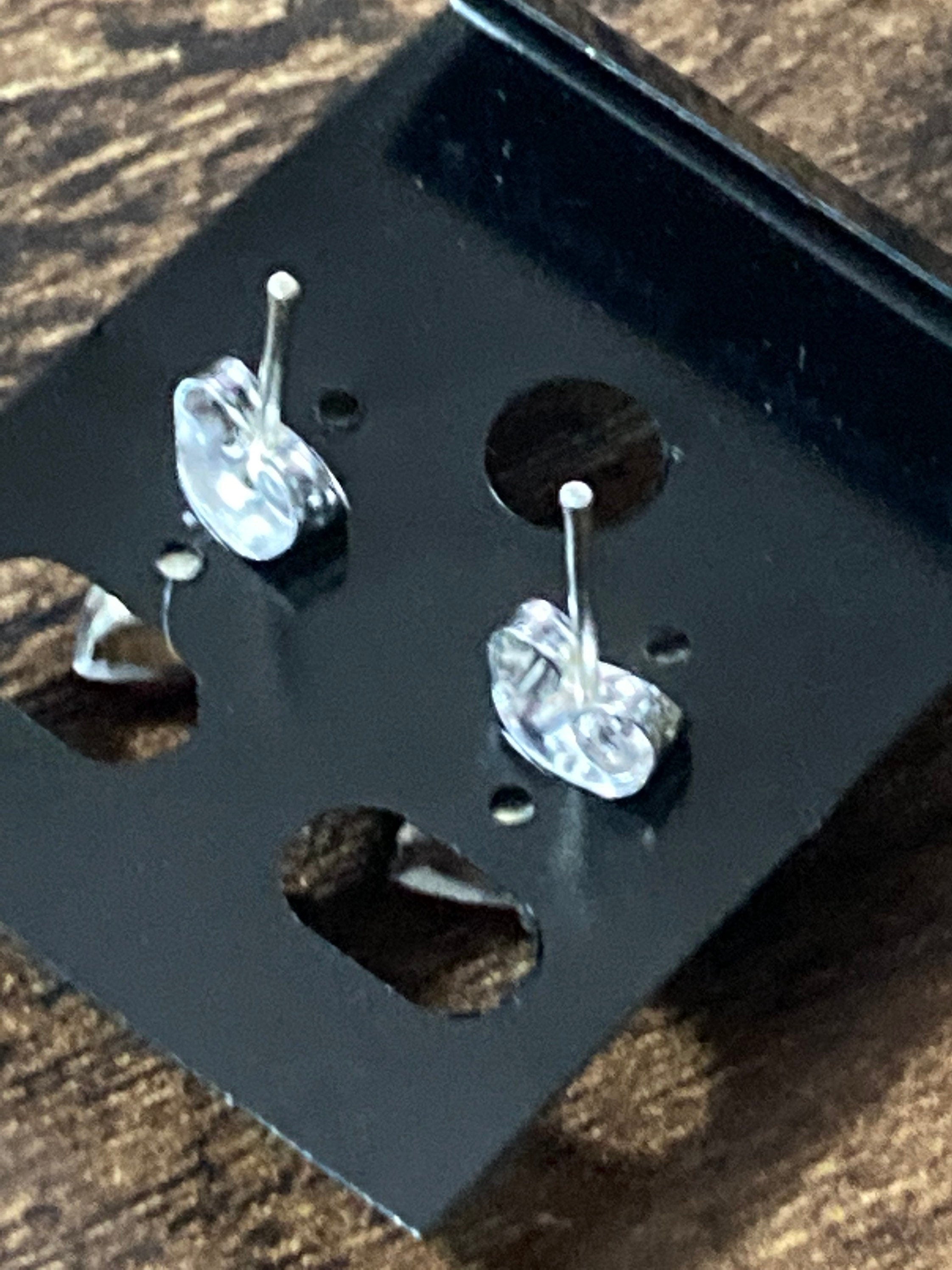 TURQUOISE glass diamanté crystal earrings pierced 15mm