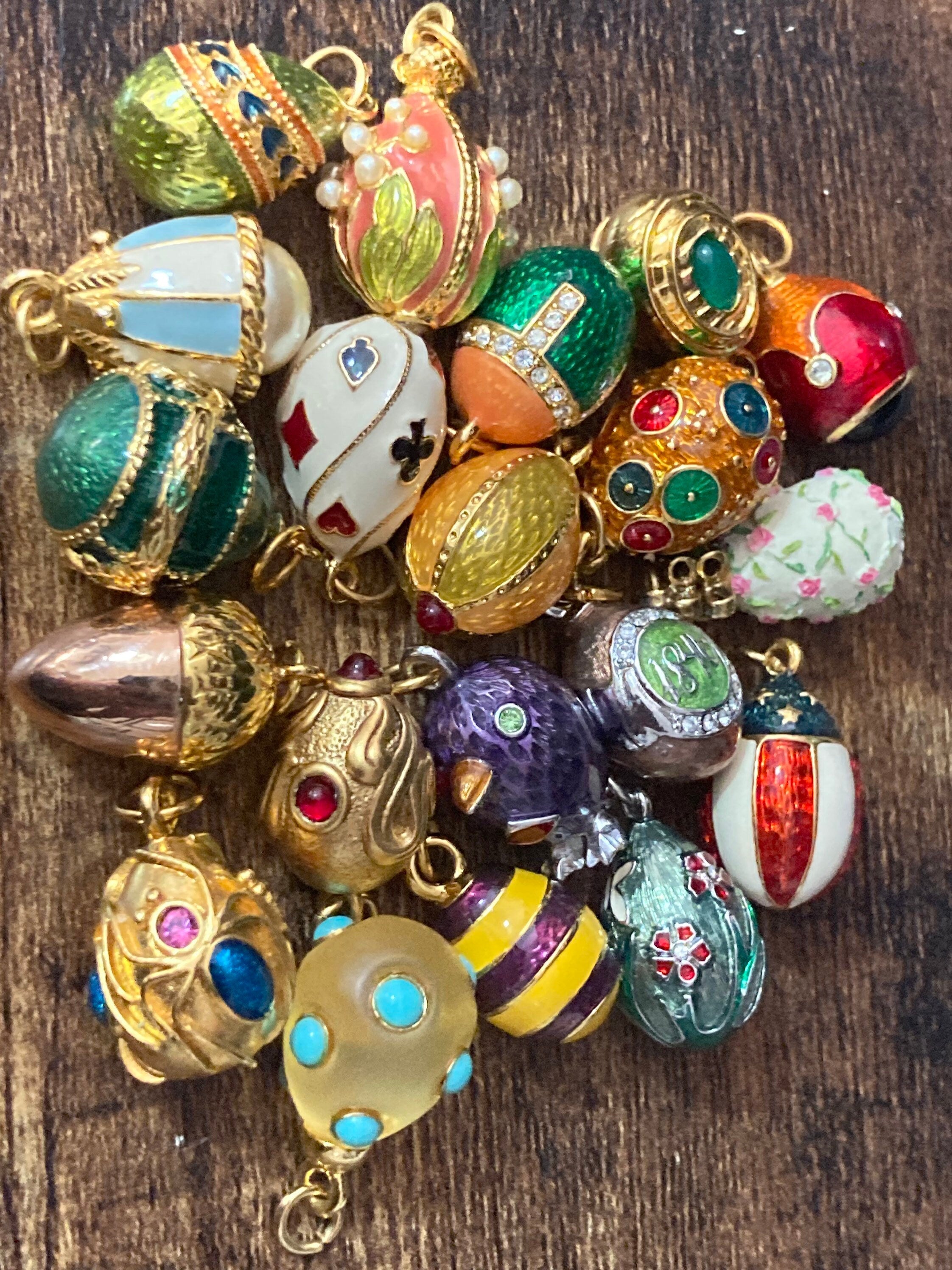 Joan Rivers Gold Plated Faberge Egg inspired enamelled charm pendant