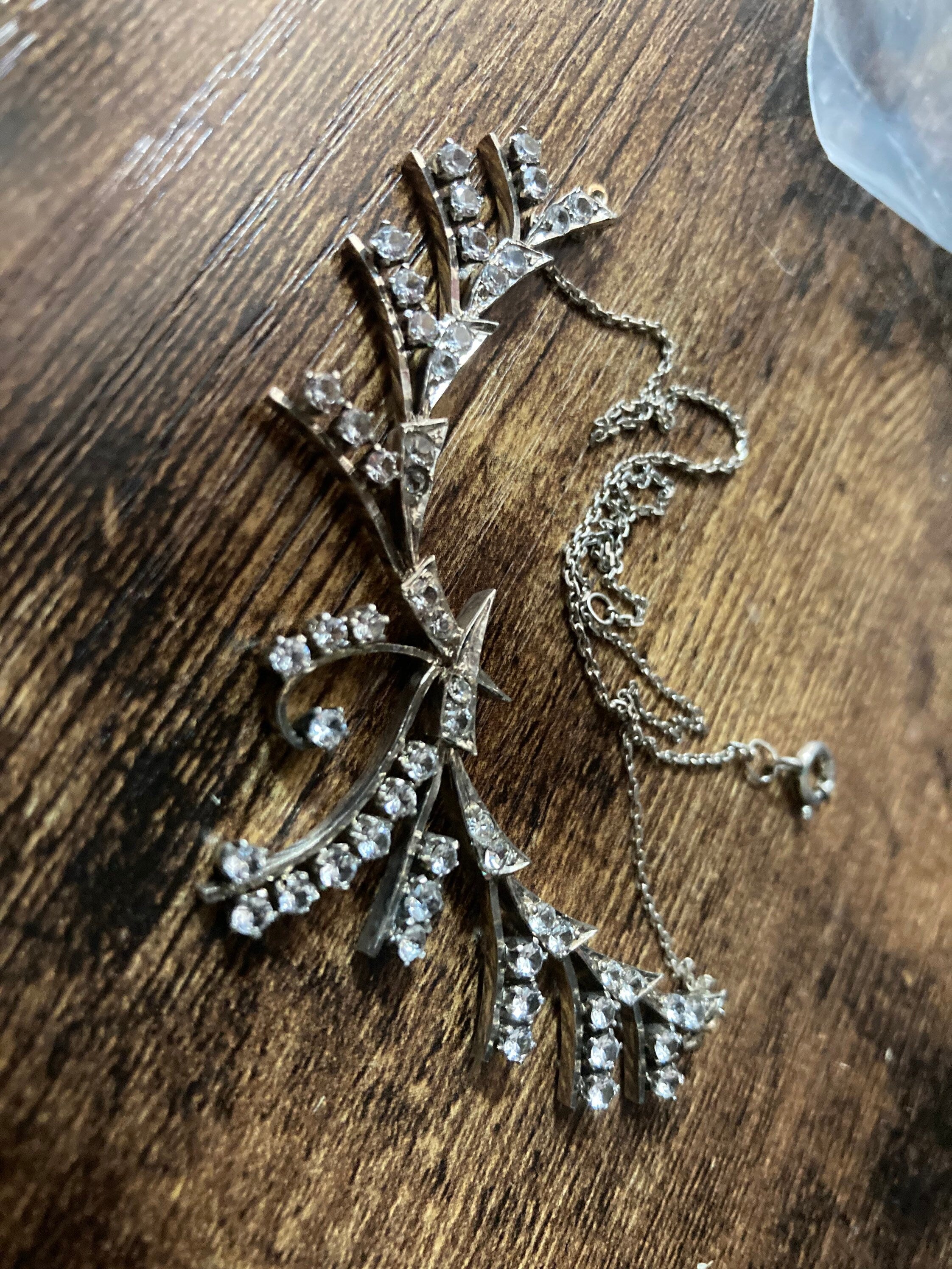 Petite 36cm diamanté floral swag necklace 9.7 grams 925 Sterling Silver