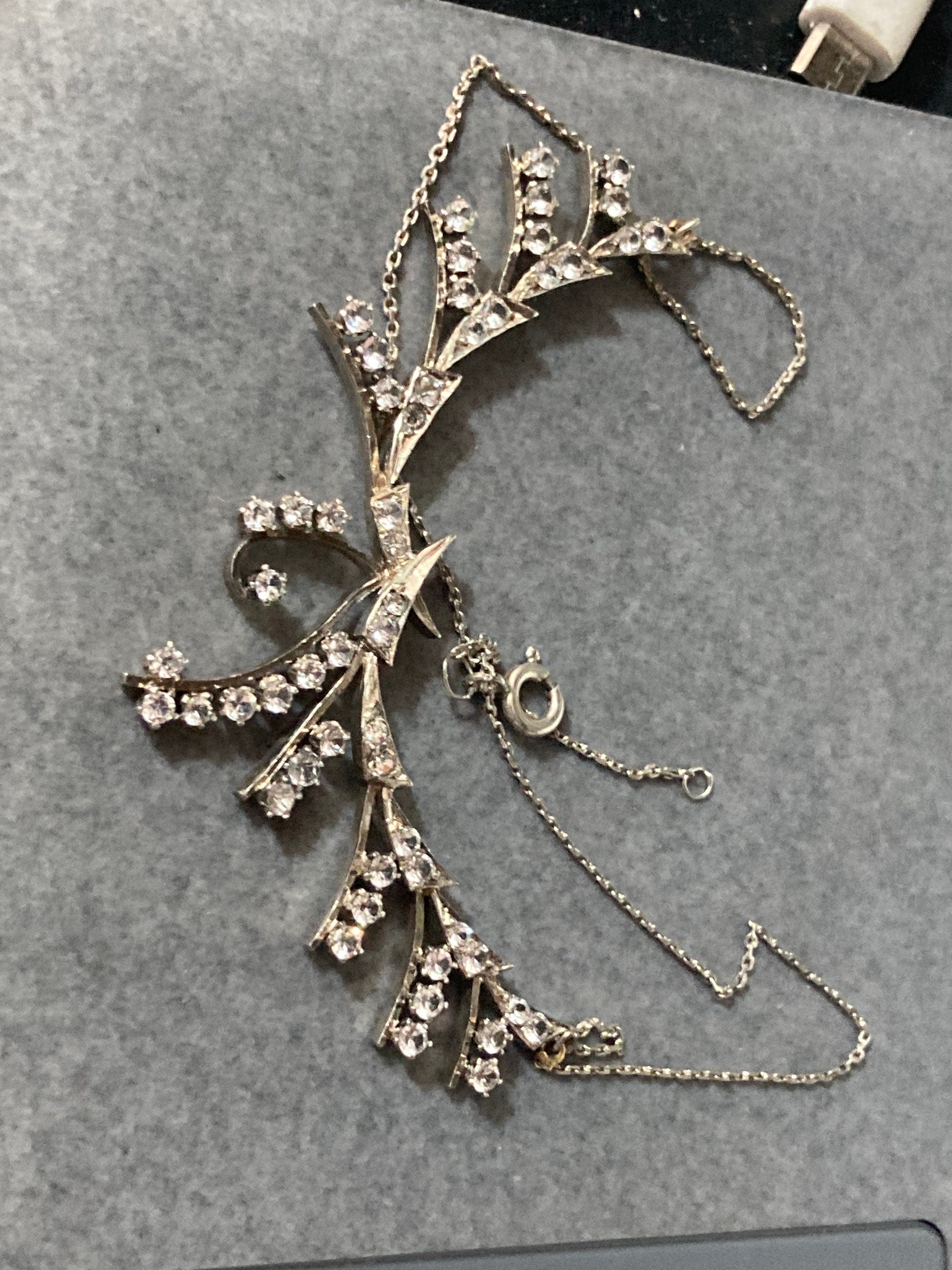 Petite 36cm diamanté floral swag necklace 9.7 grams 925 Sterling Silver