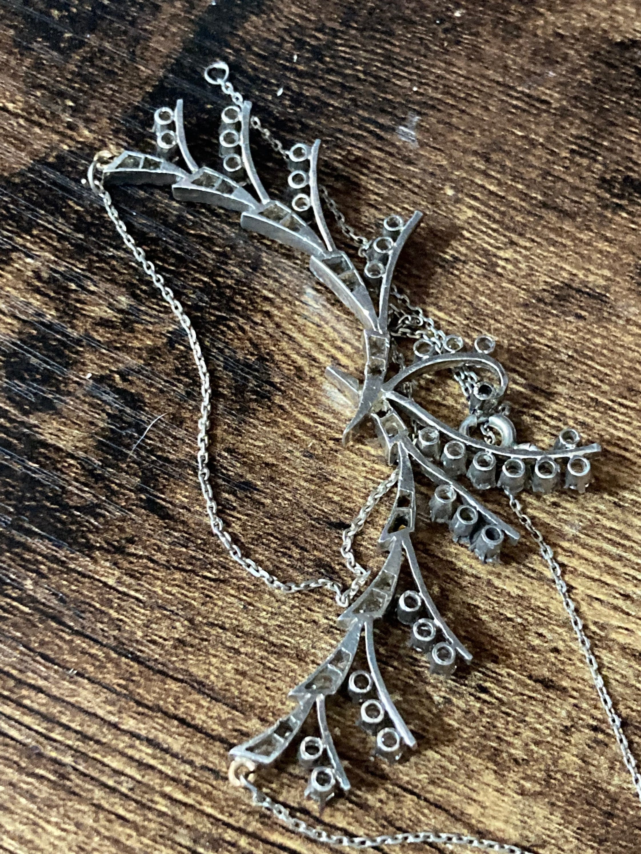 Petite 36cm diamanté floral swag necklace 9.7 grams 925 Sterling Silver