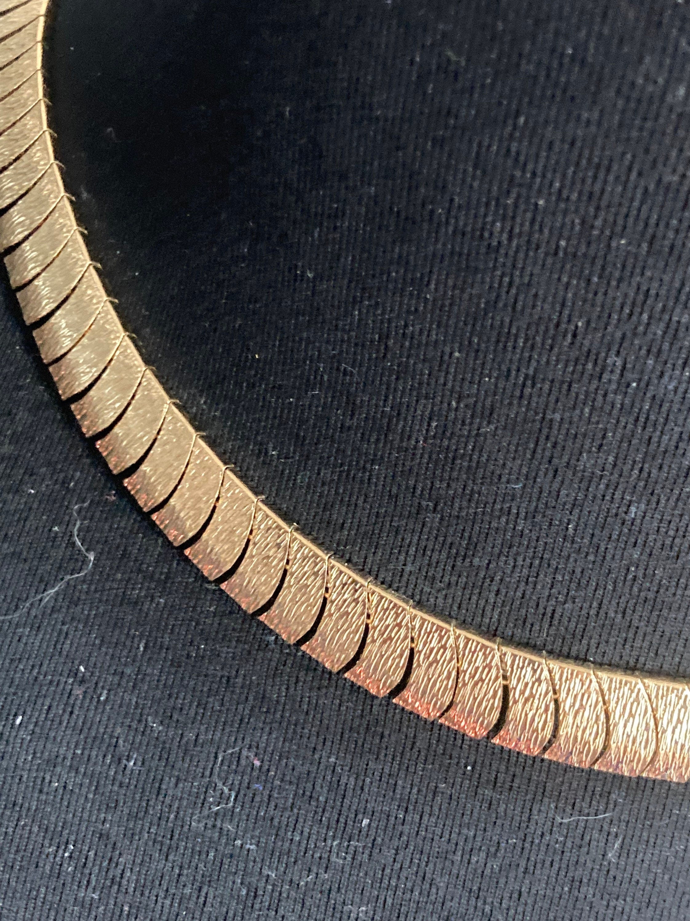 Vintage Retro Egyptian Revival Cleopatra Necklace Wide Link Runway Statement Choker  gold  tone necklace 1960s 1970s  adj to 44 cm