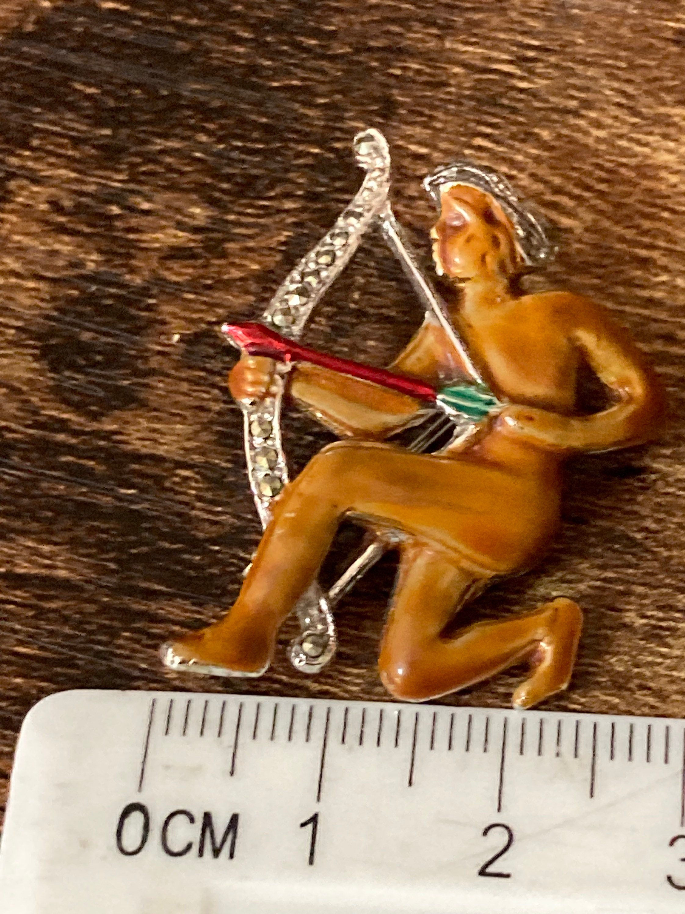 Signed BJL Enamel zodiac Sagittarius Brooch the archer