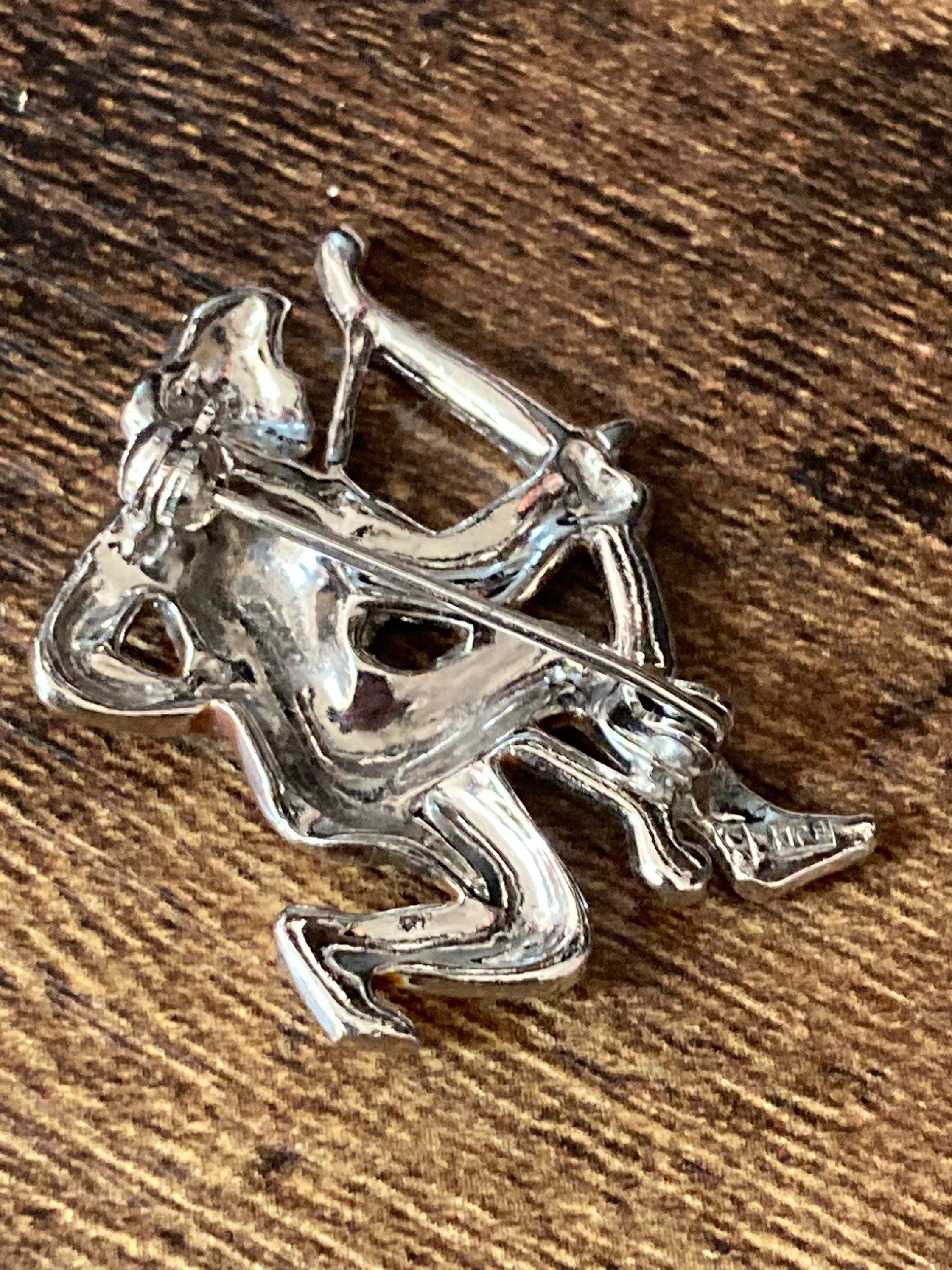Signed BJL Enamel zodiac Sagittarius Brooch the archer