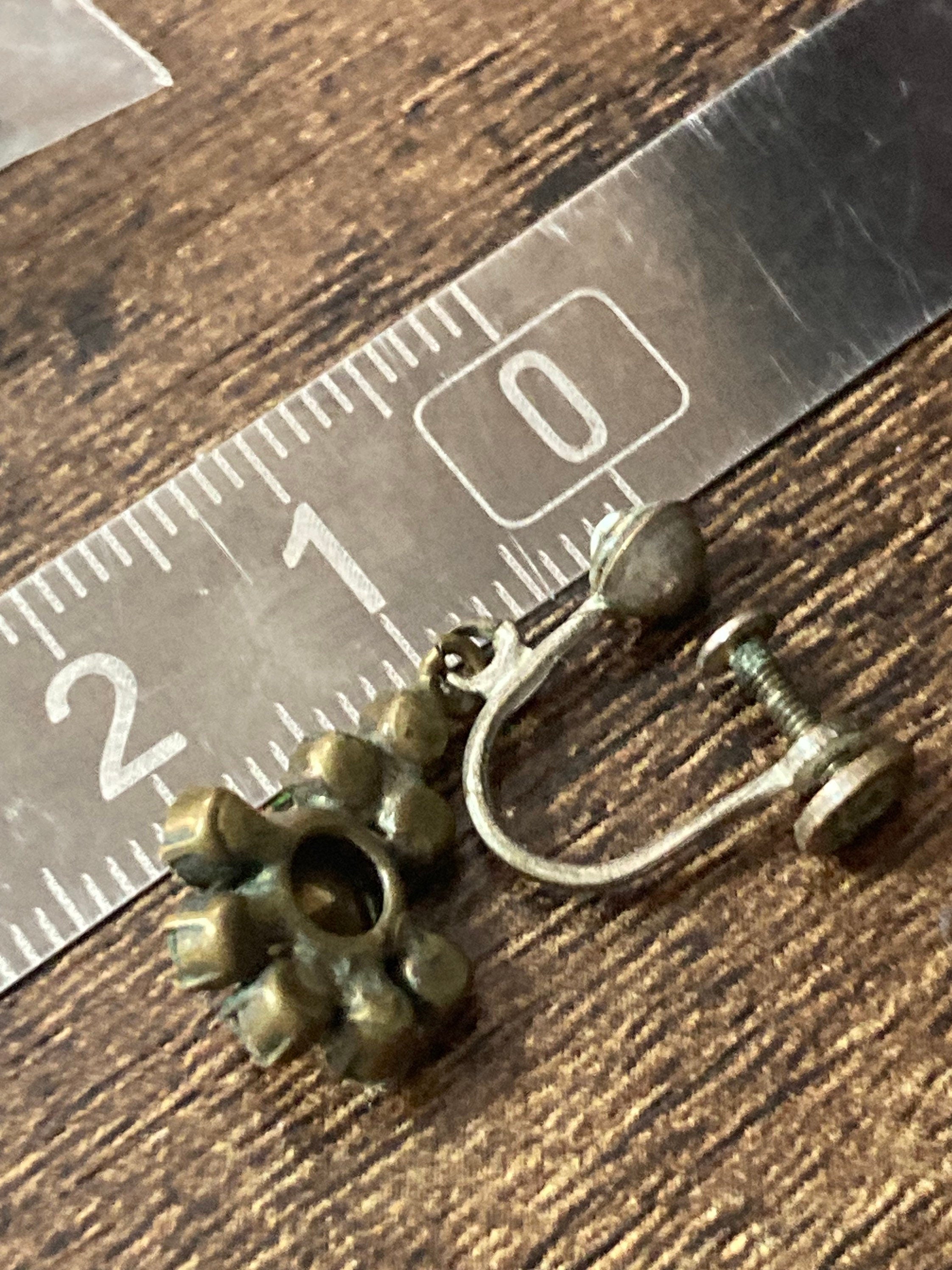 Vintage Clear Diamanté Drop Paste Clip On Earrings screw back