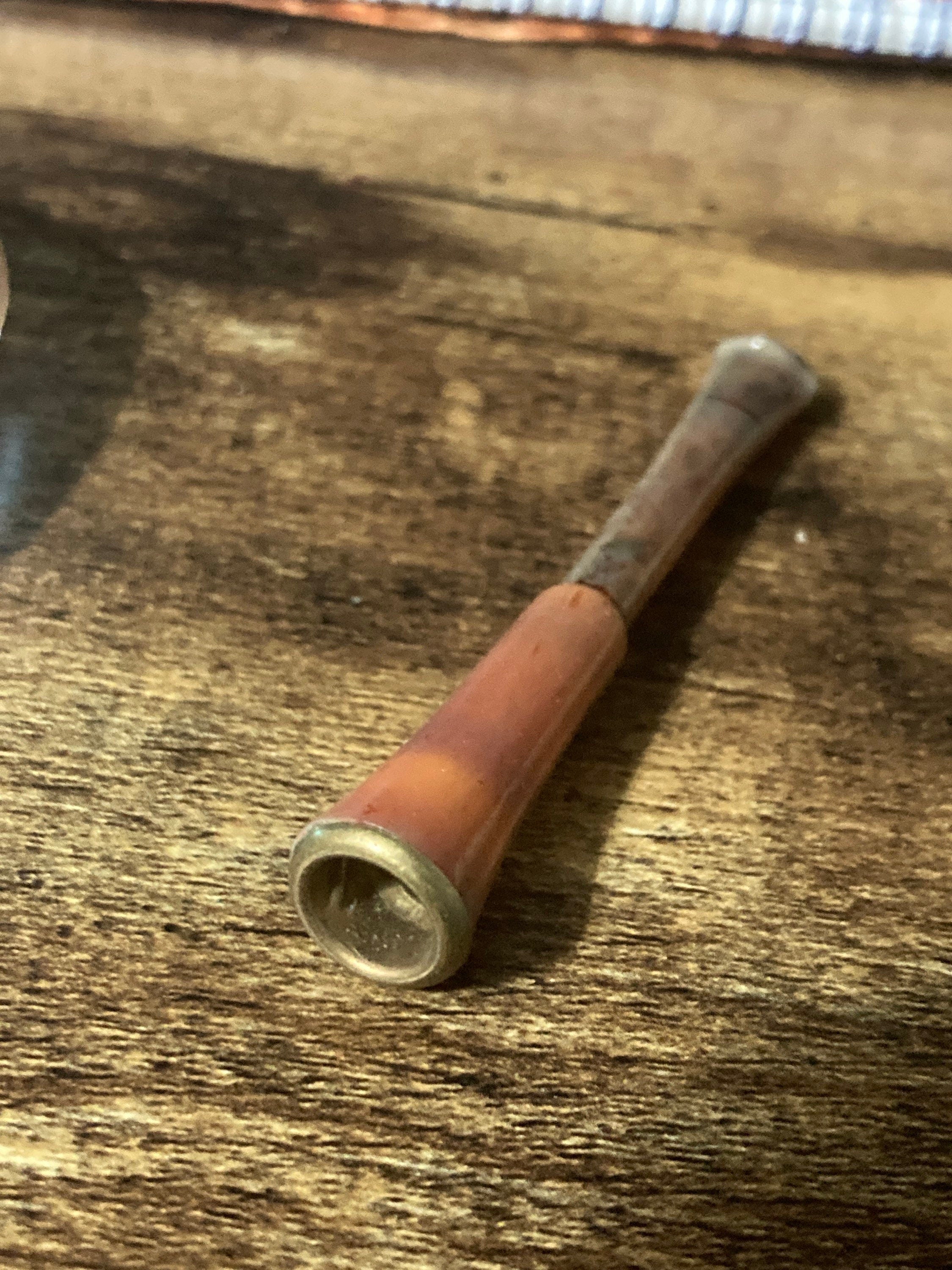Art Deco retractable brown plastic Cigarette holder faux tortoiseshell
