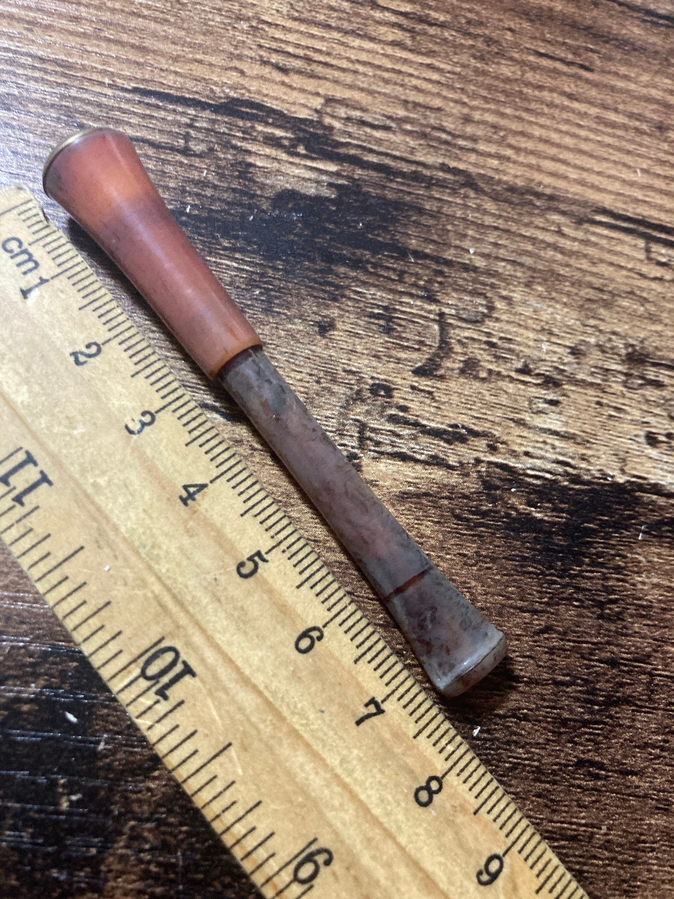 Art Deco retractable brown plastic Cigarette holder faux tortoiseshell