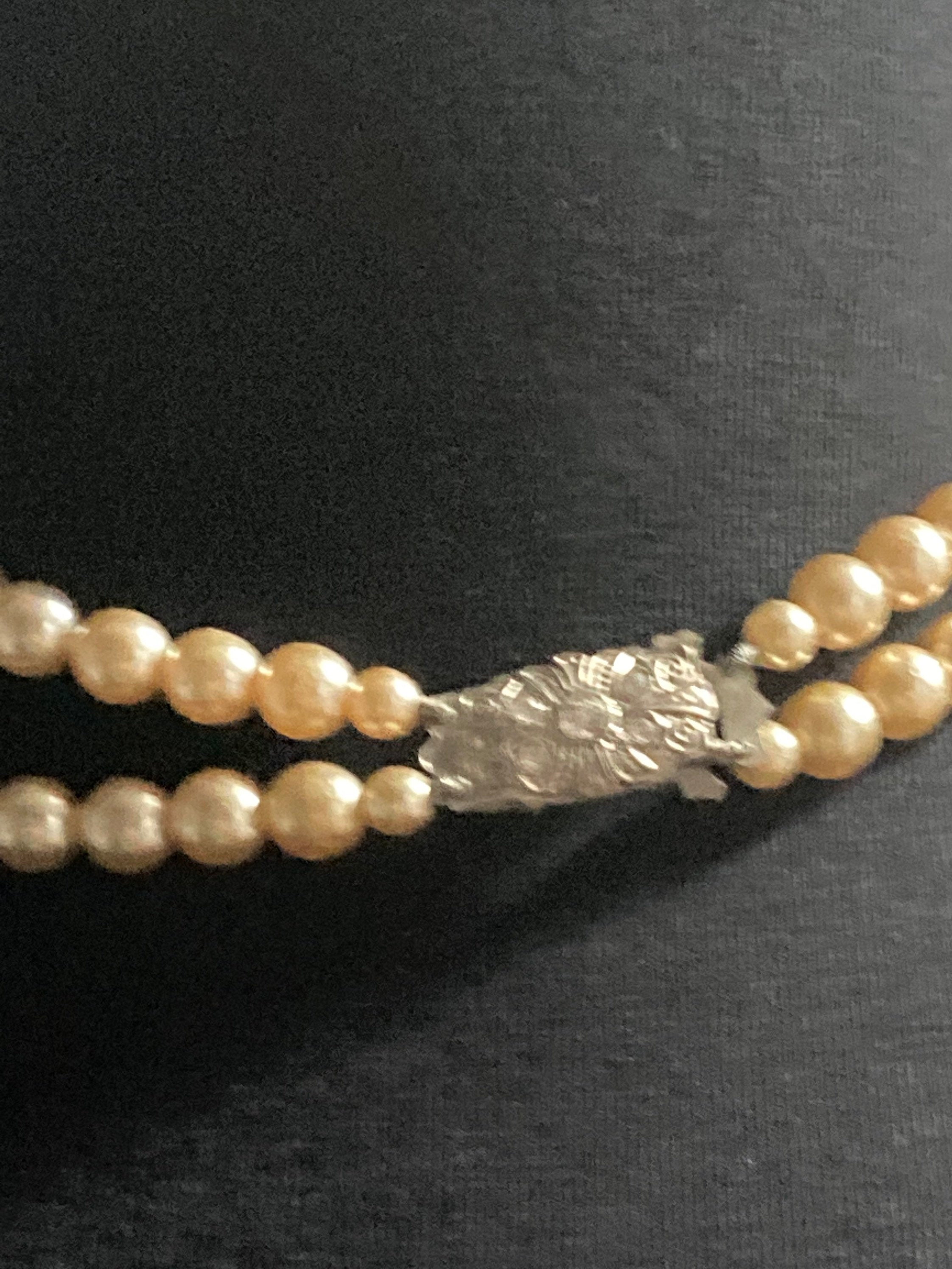 vintage 2 row double strand glass Pearl necklace