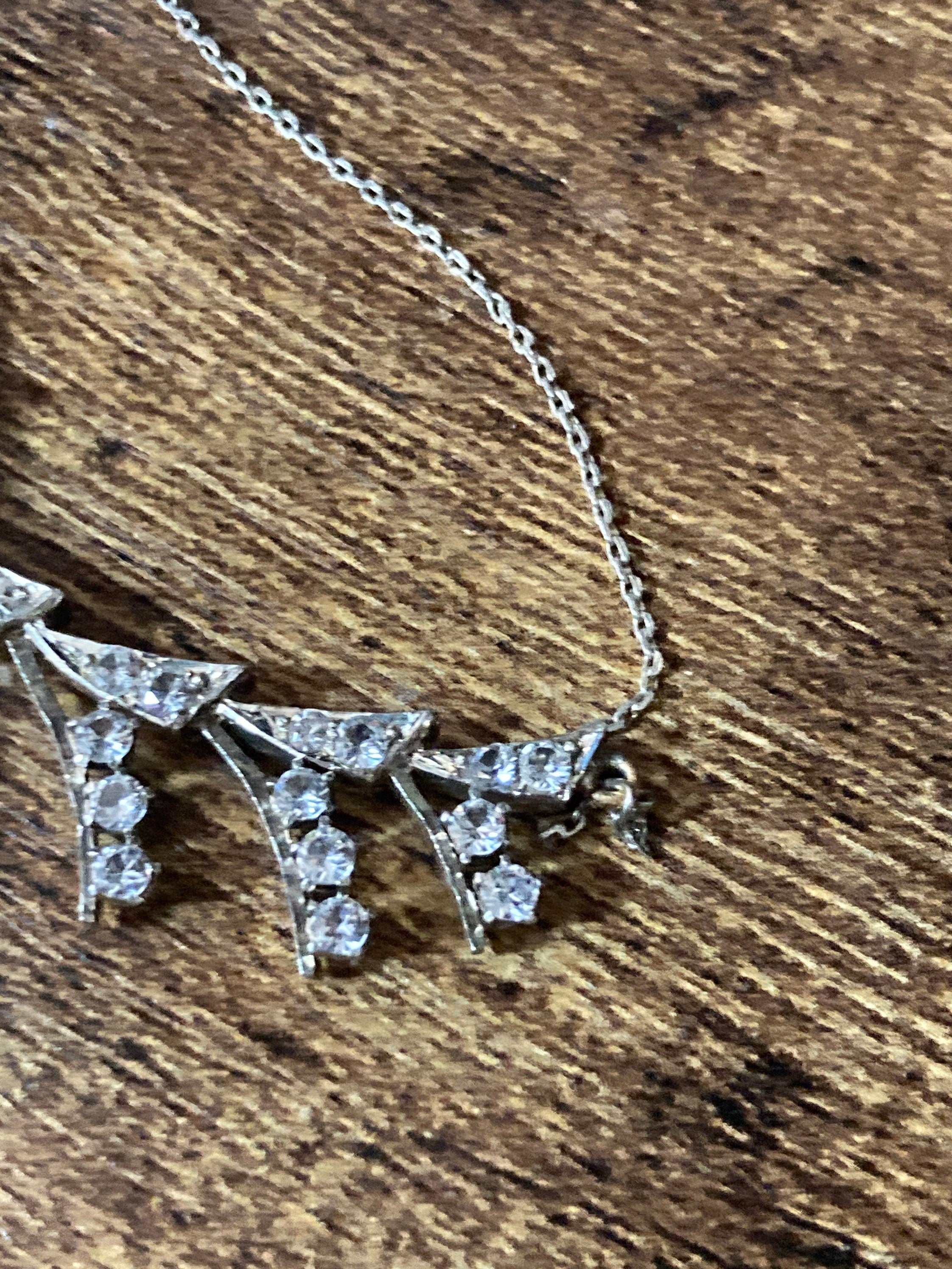 Petite 36cm diamanté floral swag necklace 9.7 grams 925 Sterling Silver