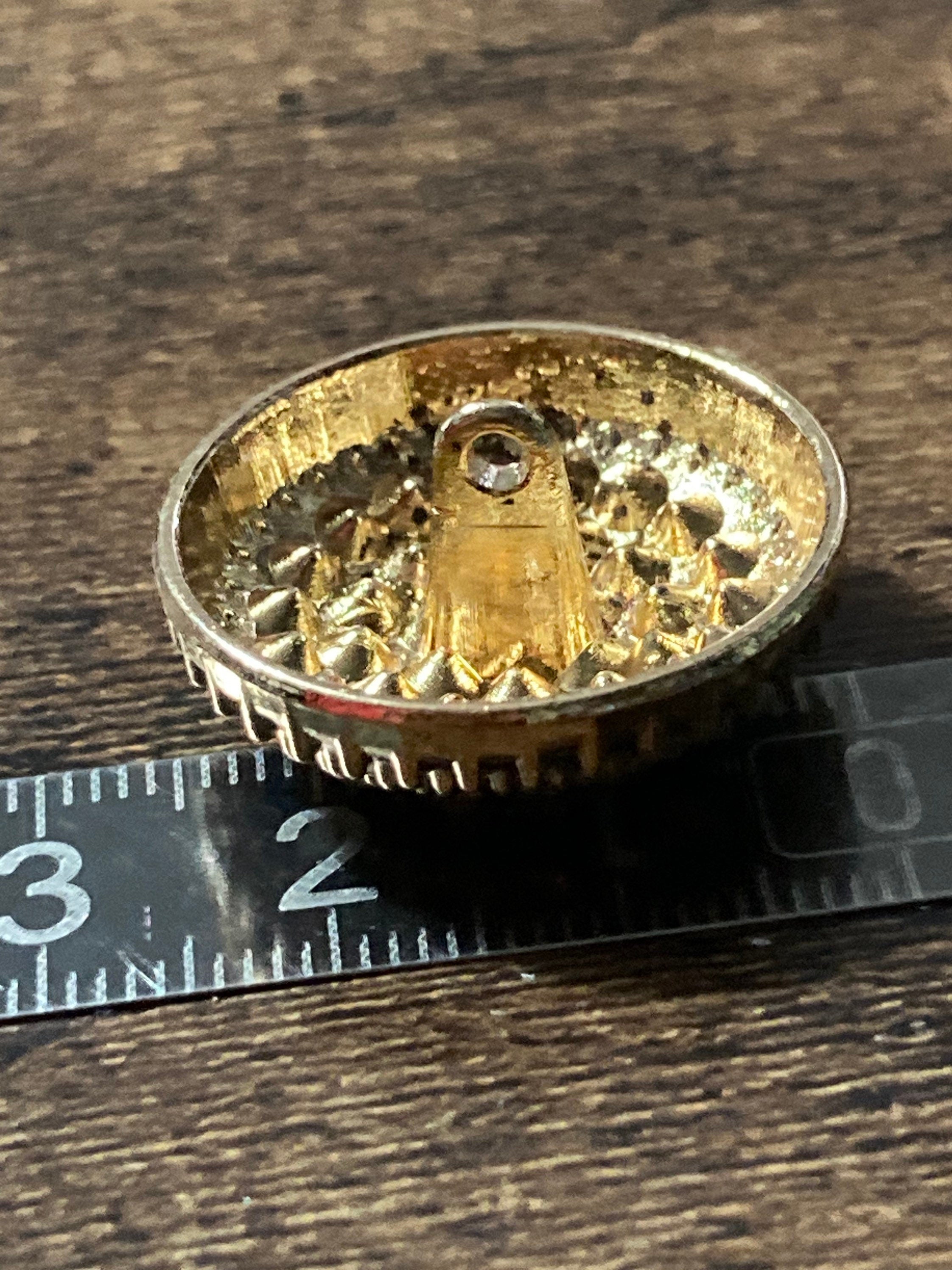 Set of 6 25mm gold tone metal shank round domed glass diamanté buttons for coat
