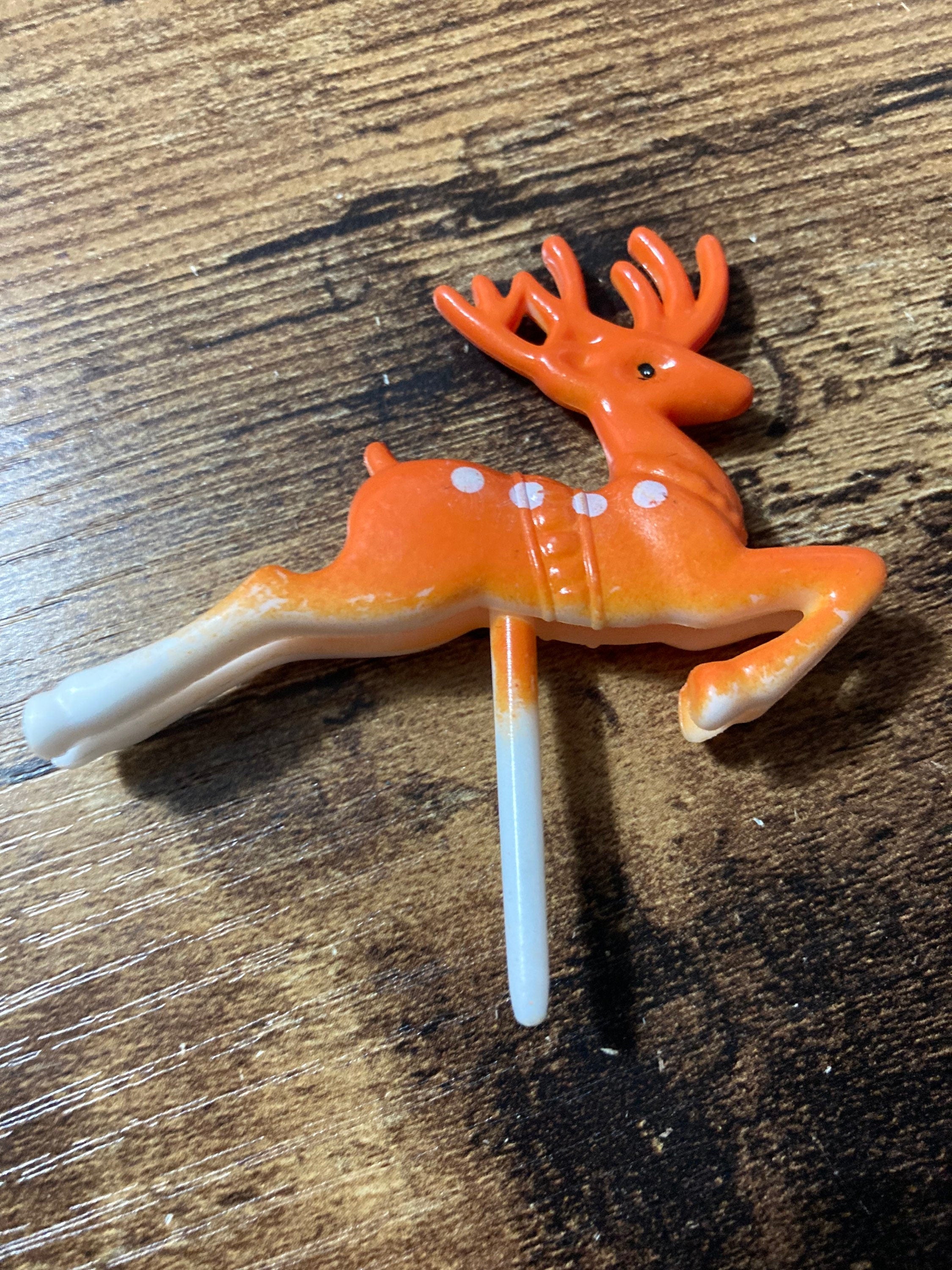 Brown reindeer cake topper deer stag animal miniature decoration