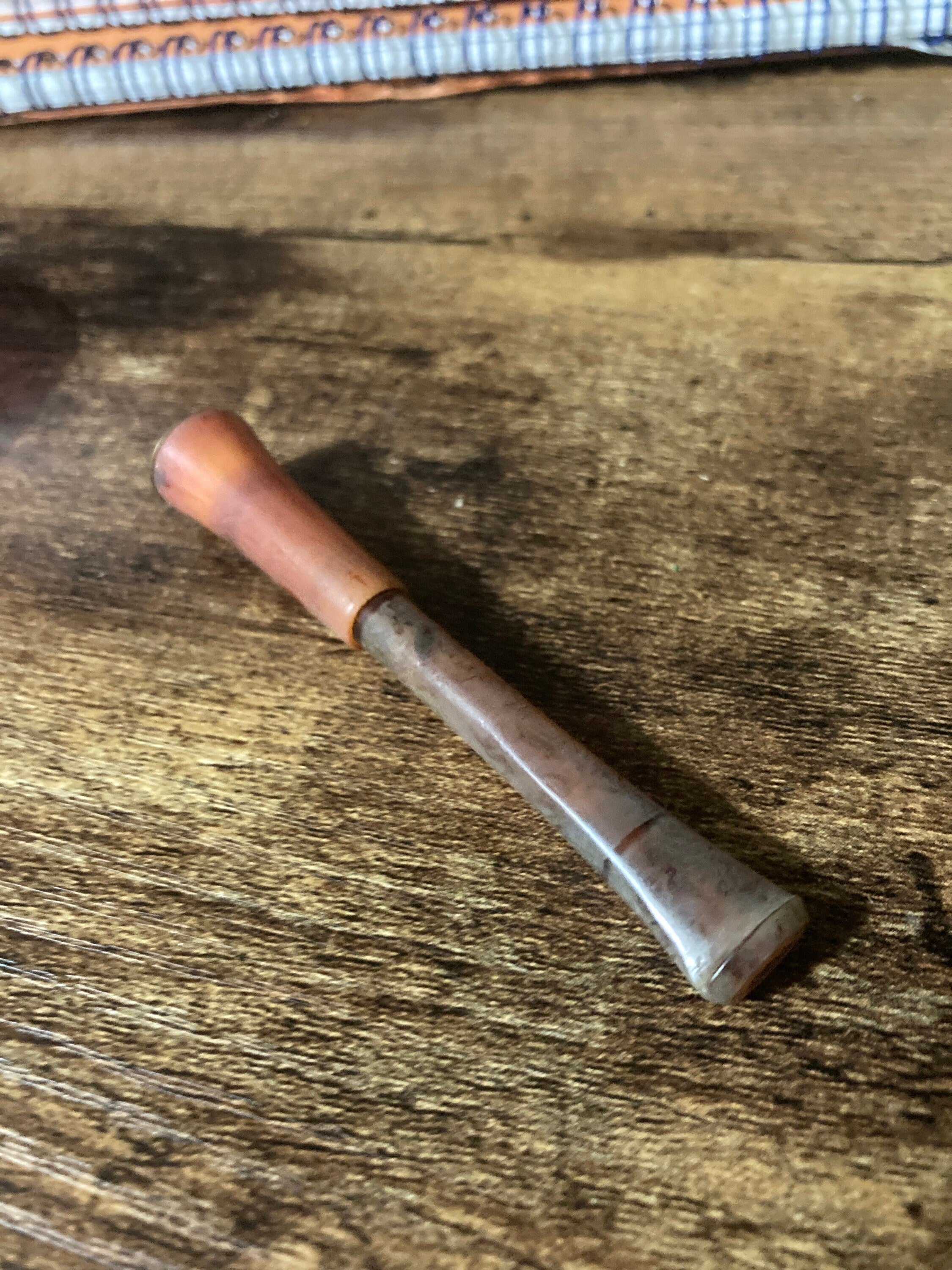Art Deco retractable brown plastic Cigarette holder faux tortoiseshell