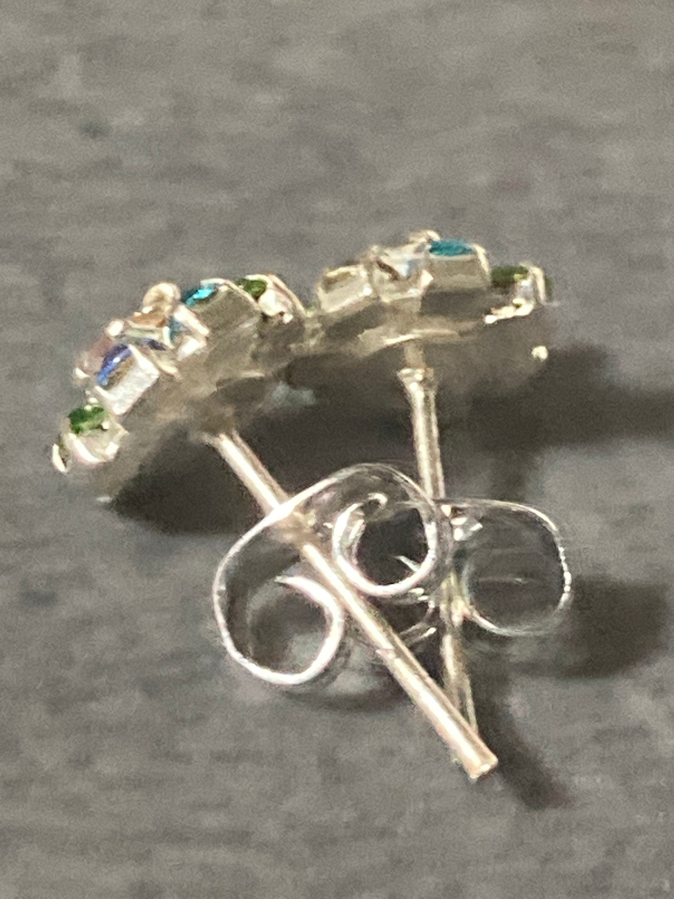 Small 6mm diamanté stud earrings emerald green AB