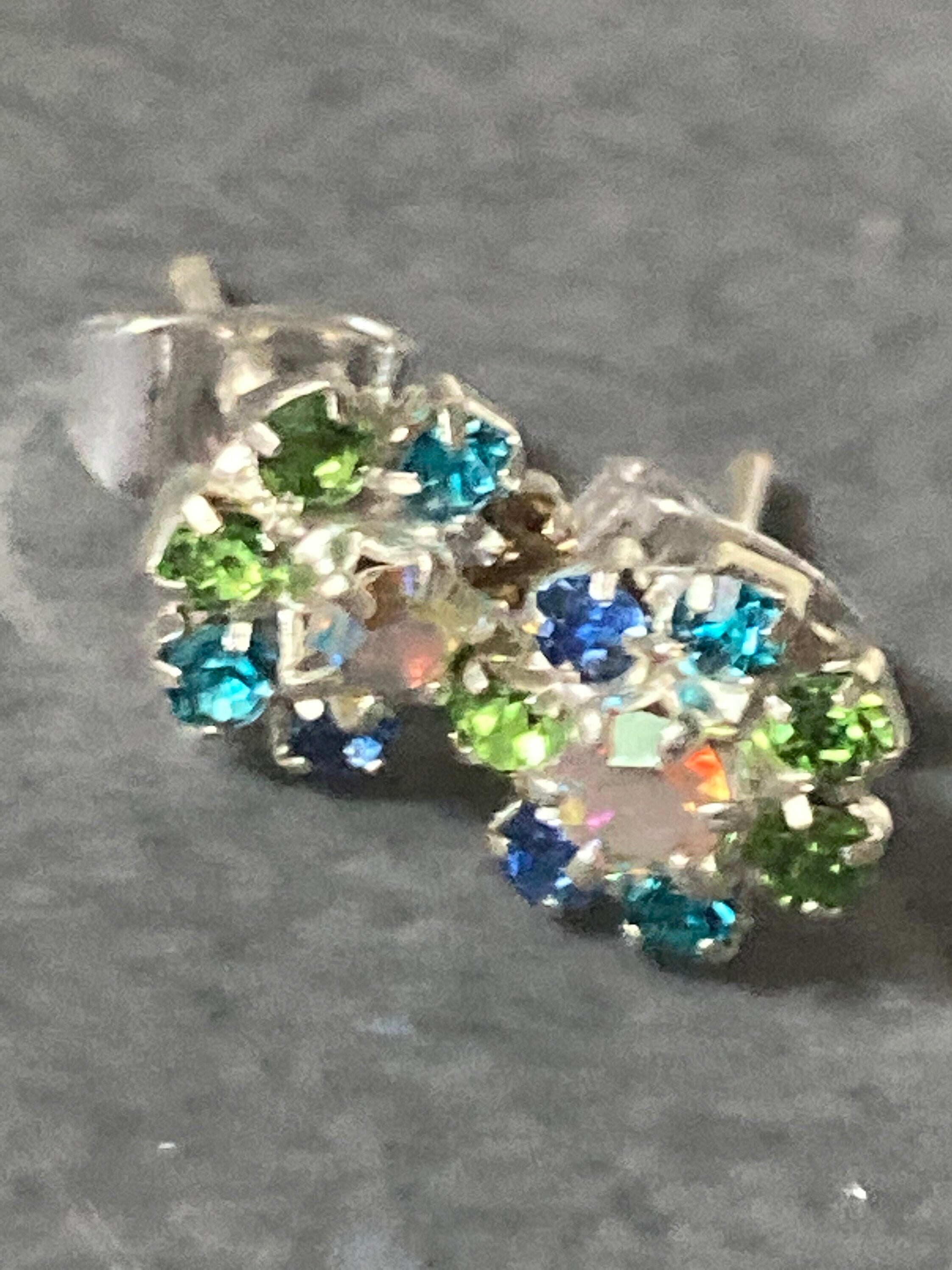 Small 6mm diamanté stud earrings emerald green AB