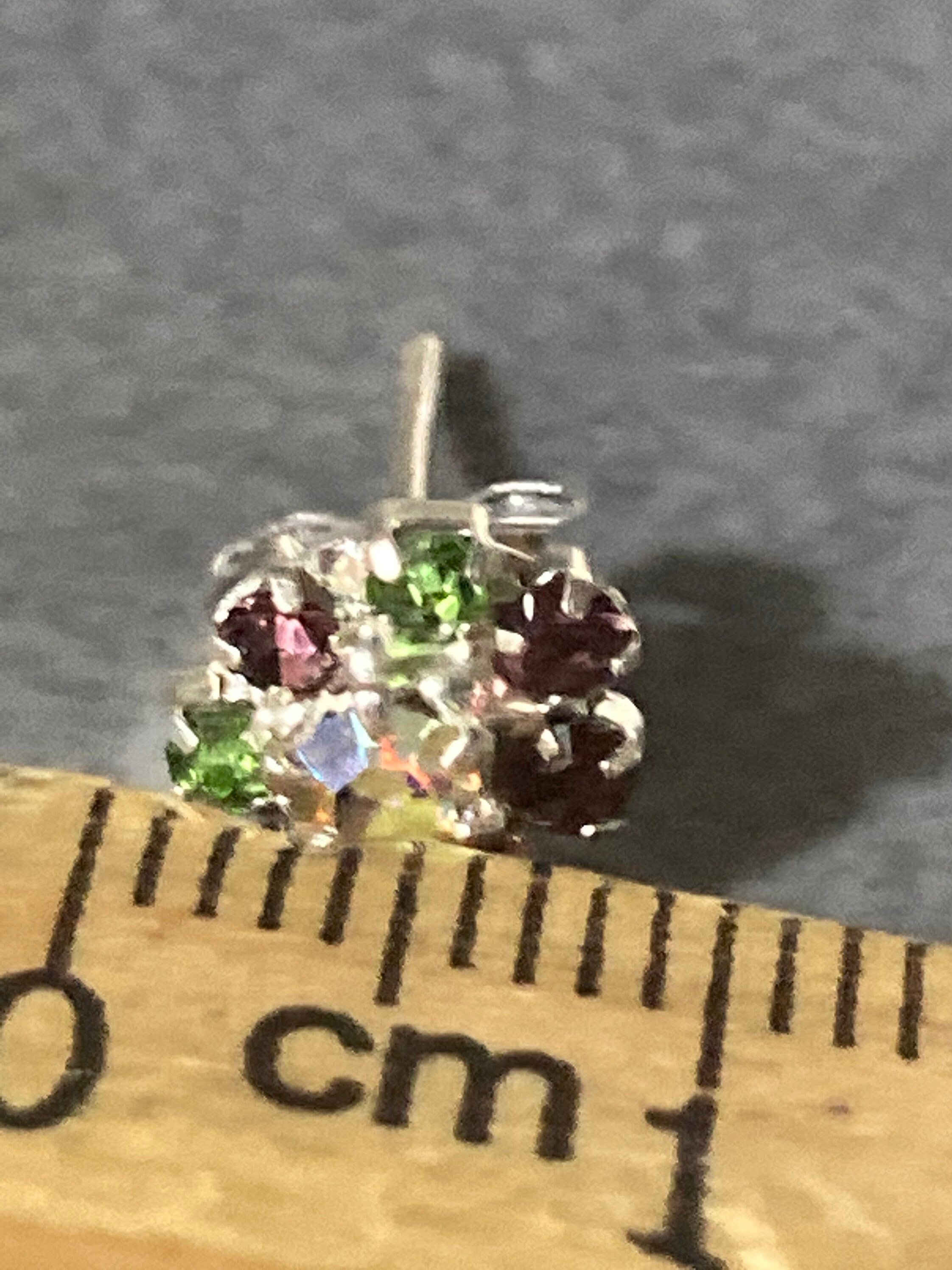 Small 6mm diamanté stud earrings Aurora borealis rainbow