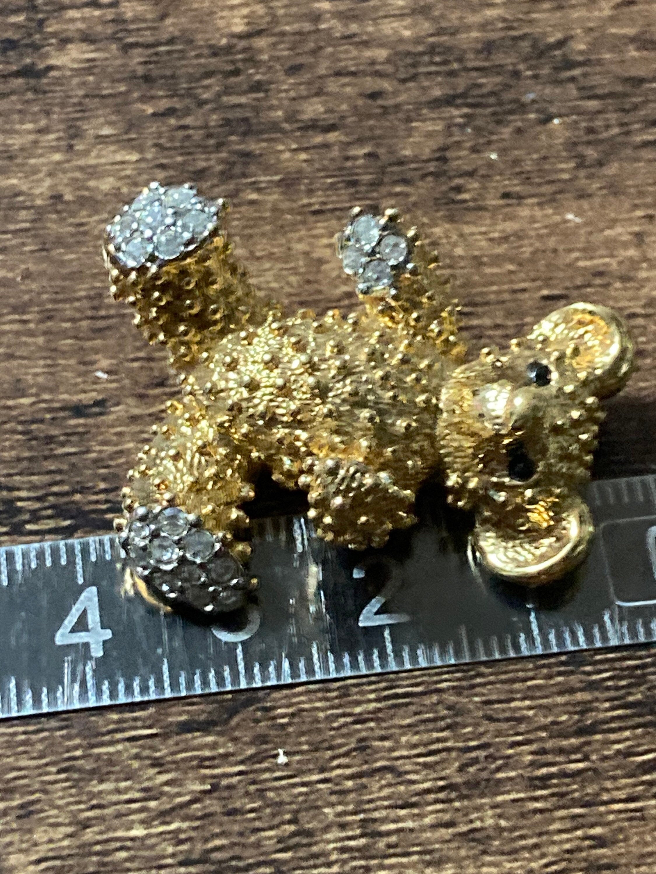 d’orlan signed clear crystal diamanté gold plated teddy bear brooch