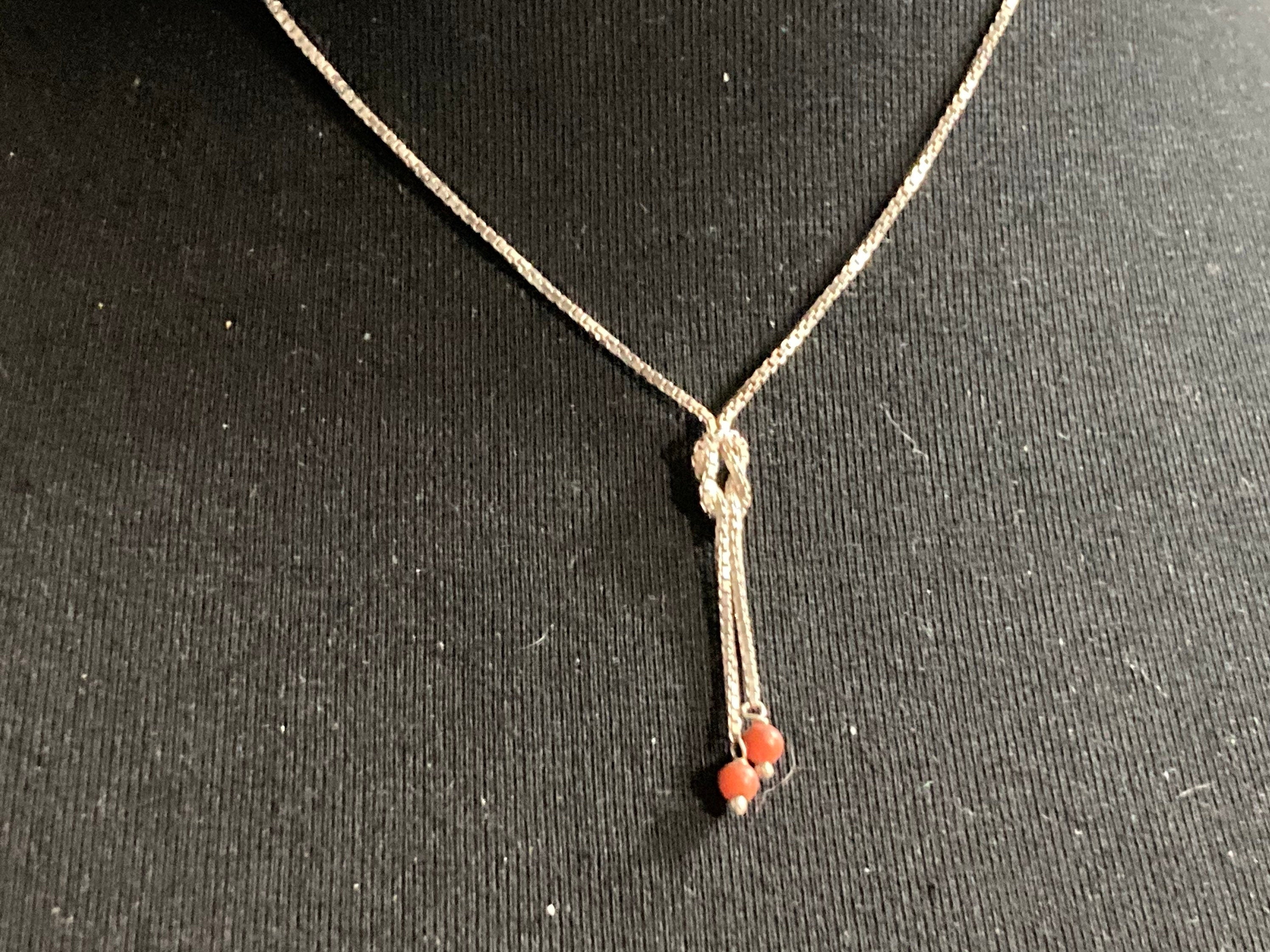 925 sterling silver fine modernist box chain with coral beads and knot