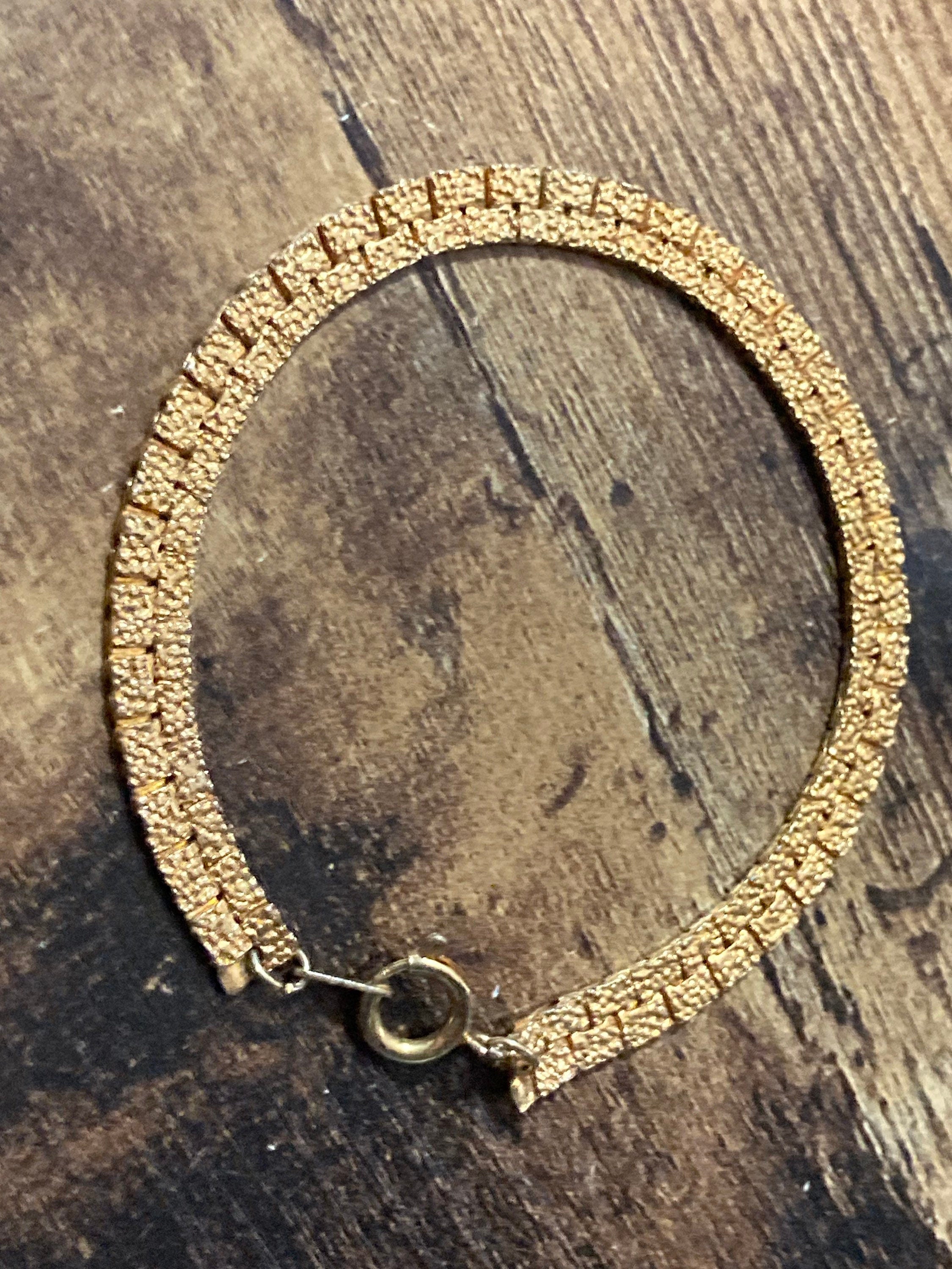 Vintage gold plated modernist abstract bracelet articulated