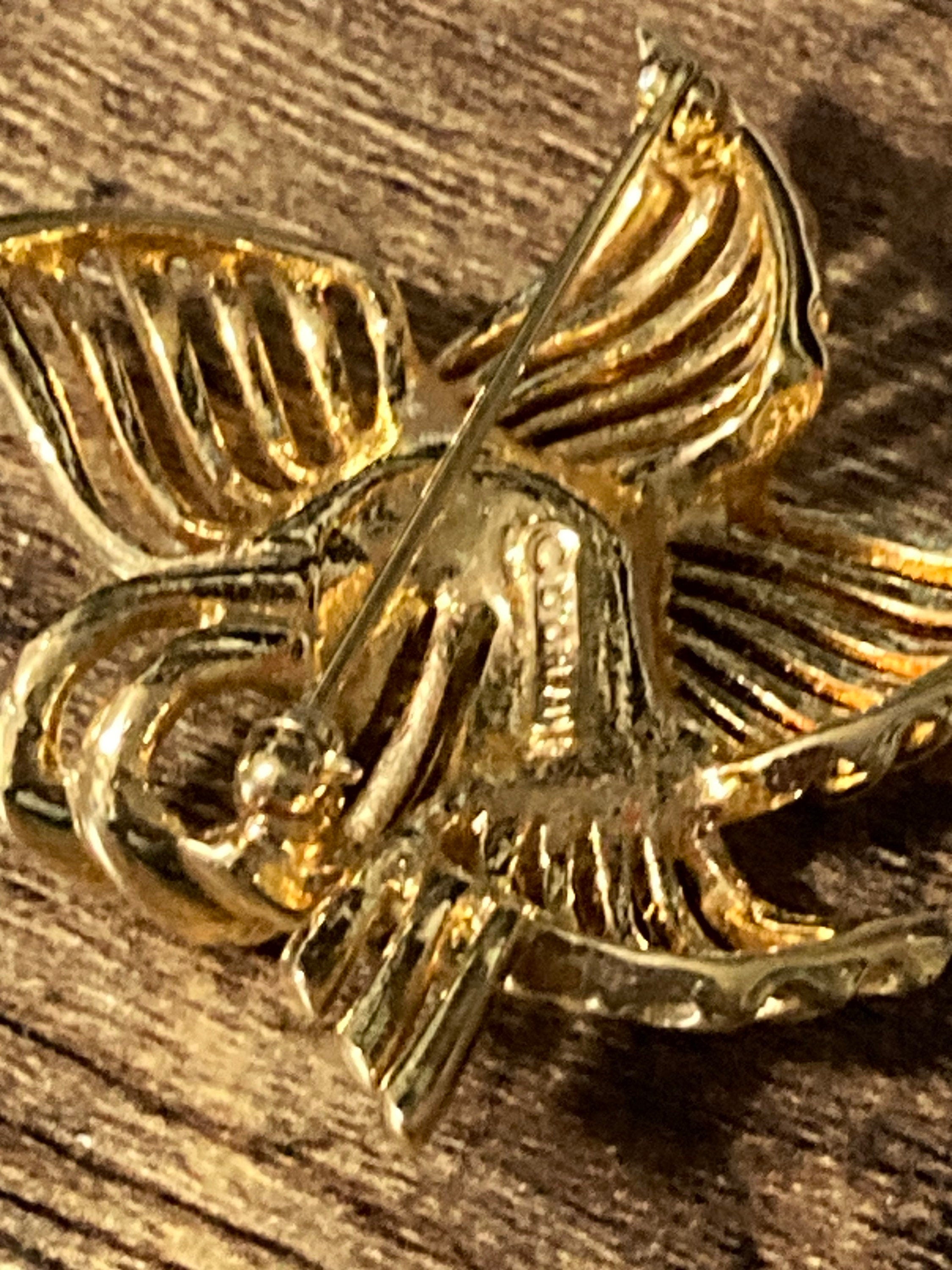 Large signed D'orlan Vintage modernist abstract floral flower brooch