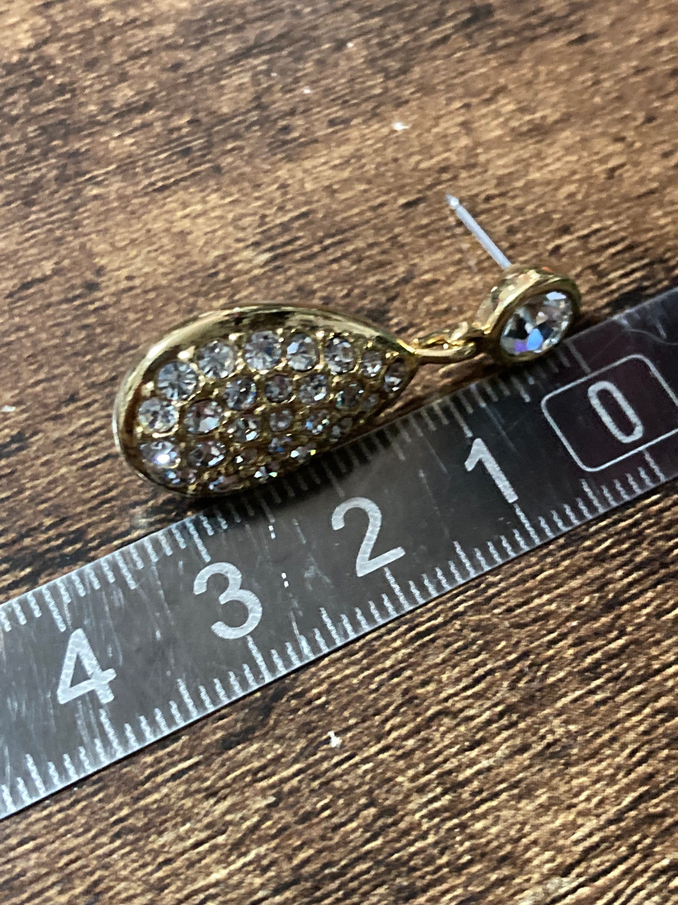Signed Swarovski crystal gold tone diamanté clear long drop earrings