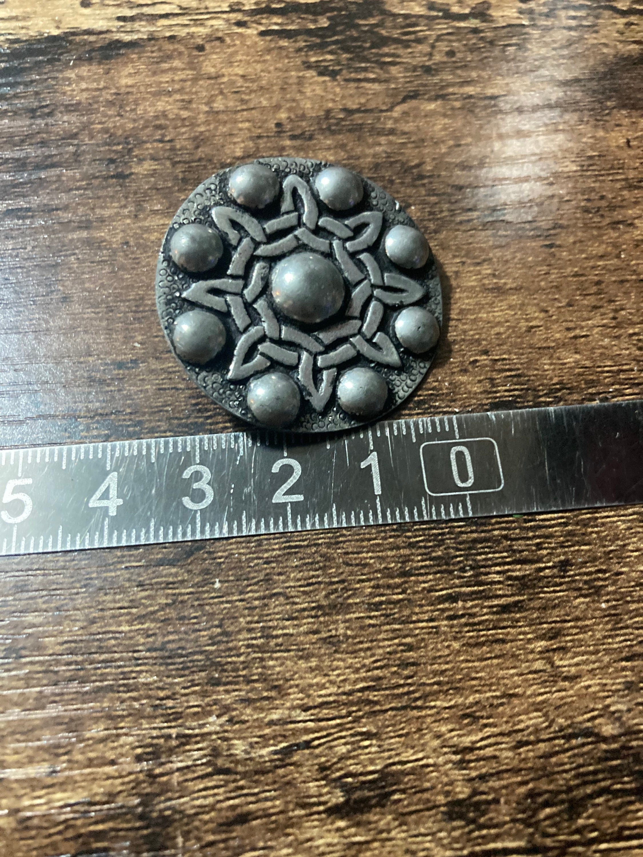 Signed SJC large pewter round modernist clip on earrings arts and crafts