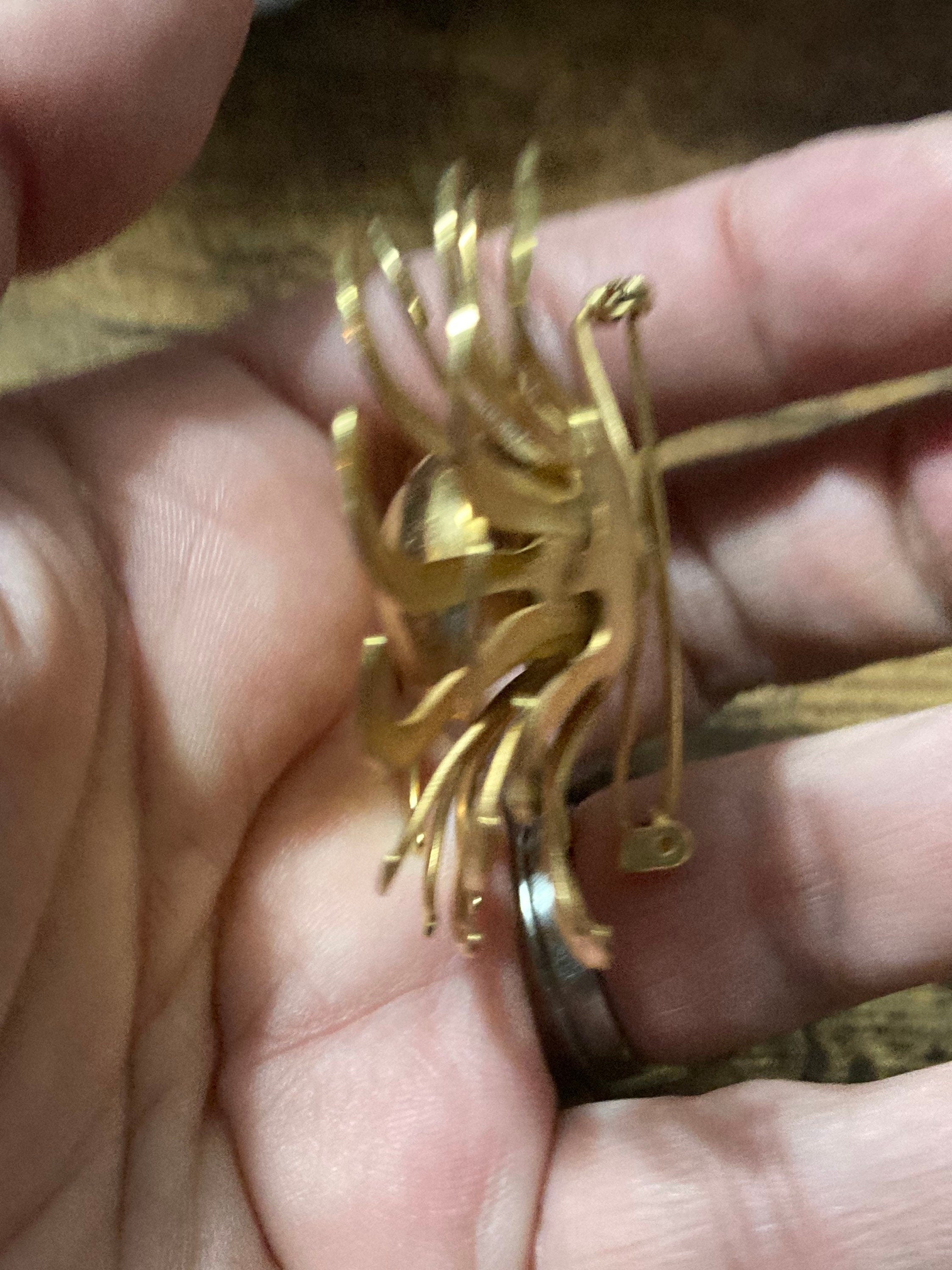 Vintage mid century Gold Tone abstract flower Brooch 1950s