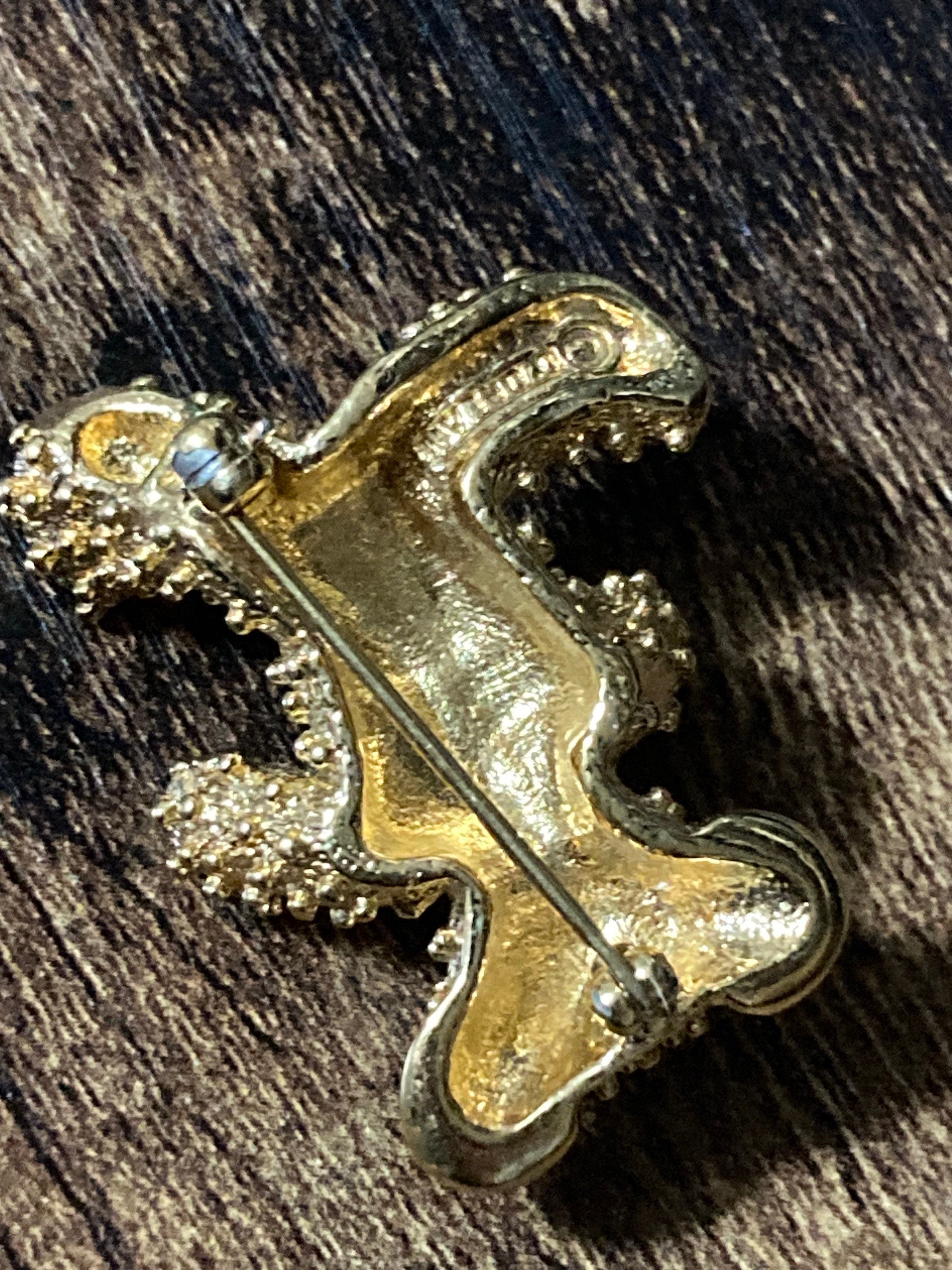 d’orlan signed clear crystal diamanté gold plated teddy bear brooch