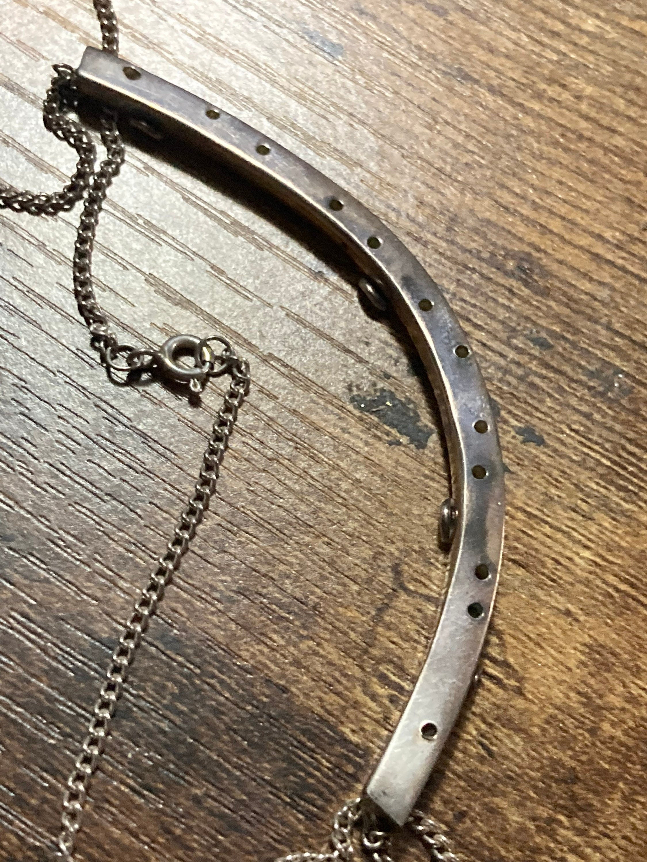 Vintage 925 Sterling silver brutalist bar choker necklace 46cm