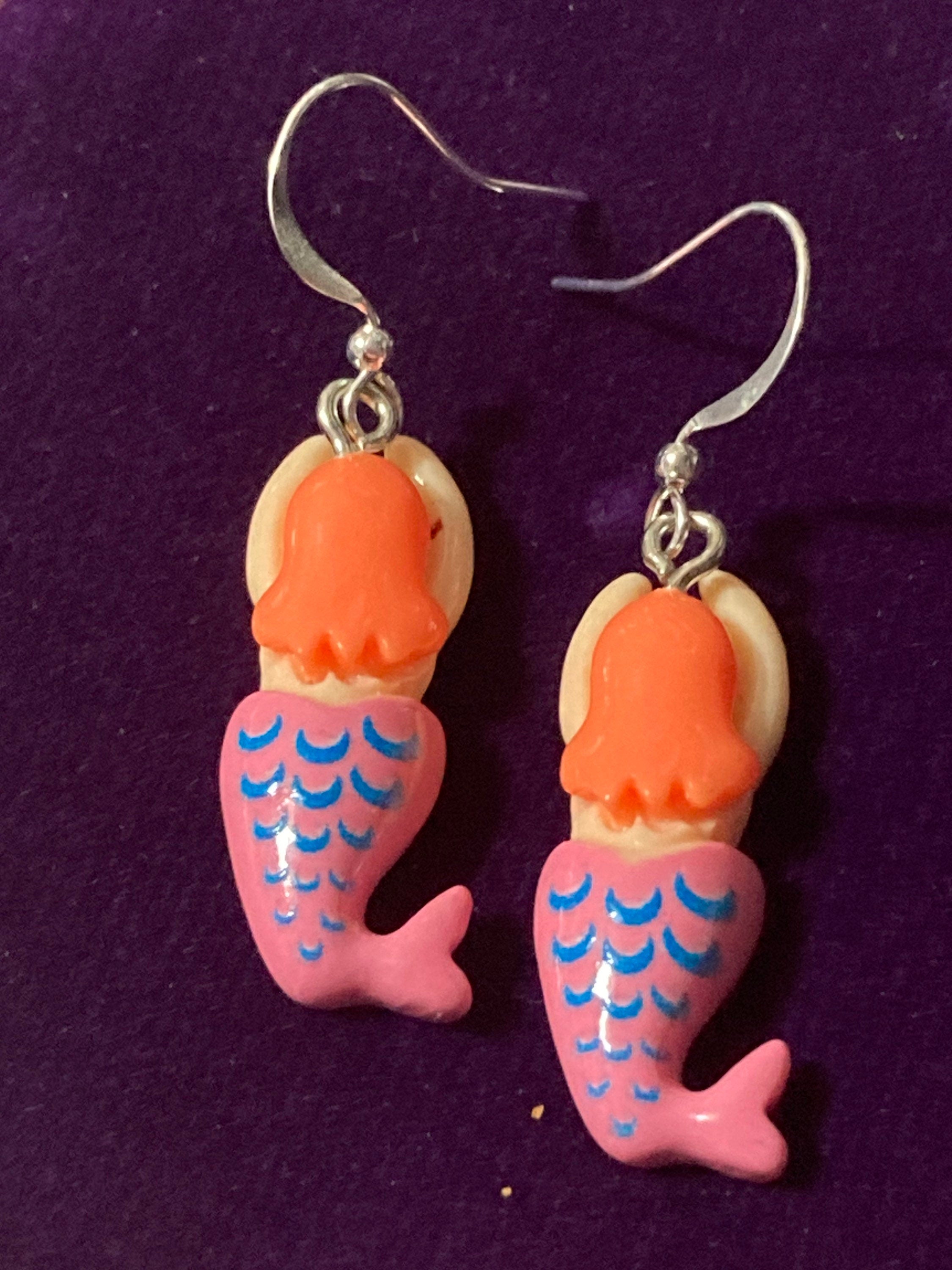 mermaid drop earrings pierced ears for open swimmers