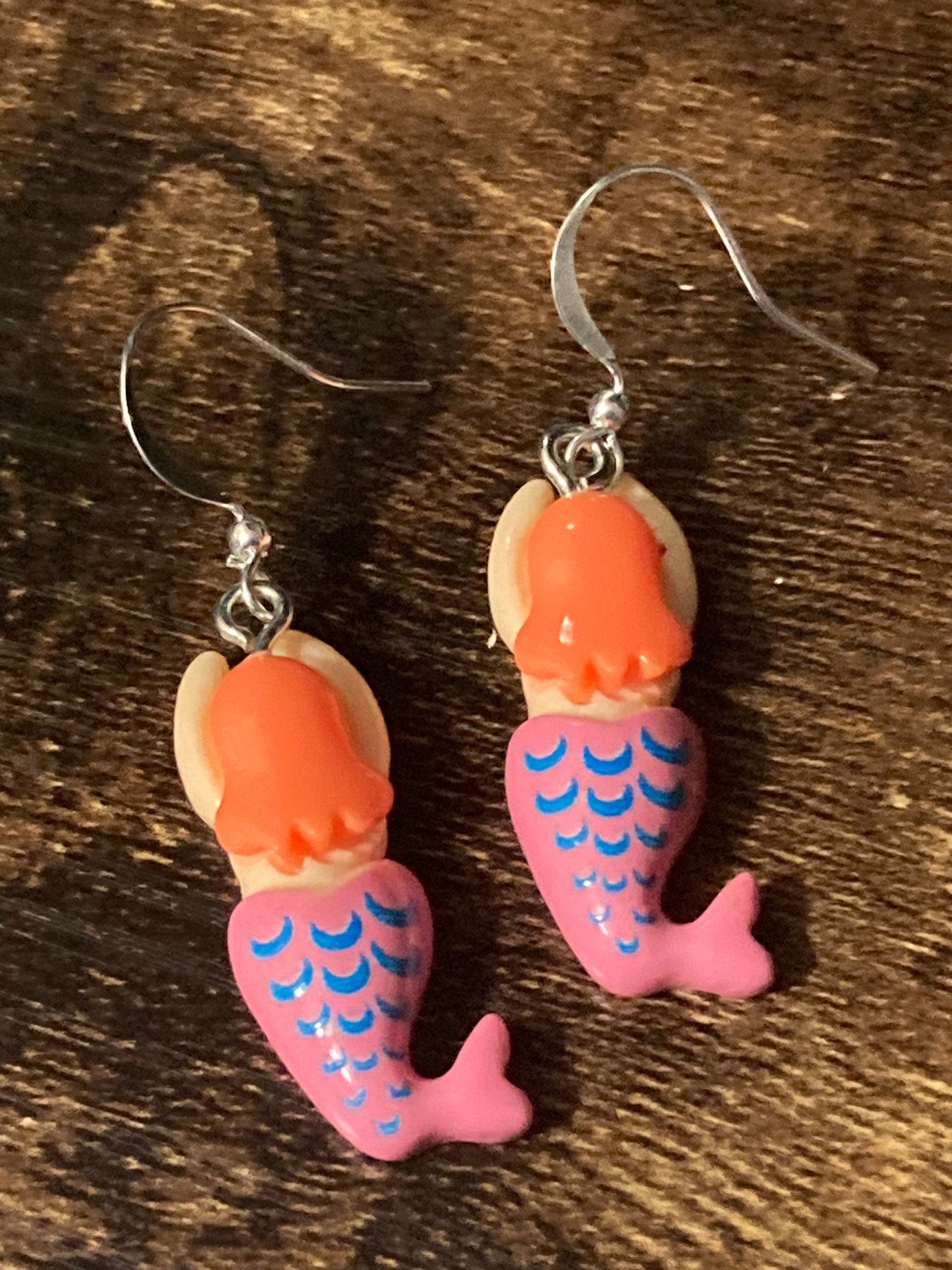 mermaid drop earrings pierced ears for open swimmers
