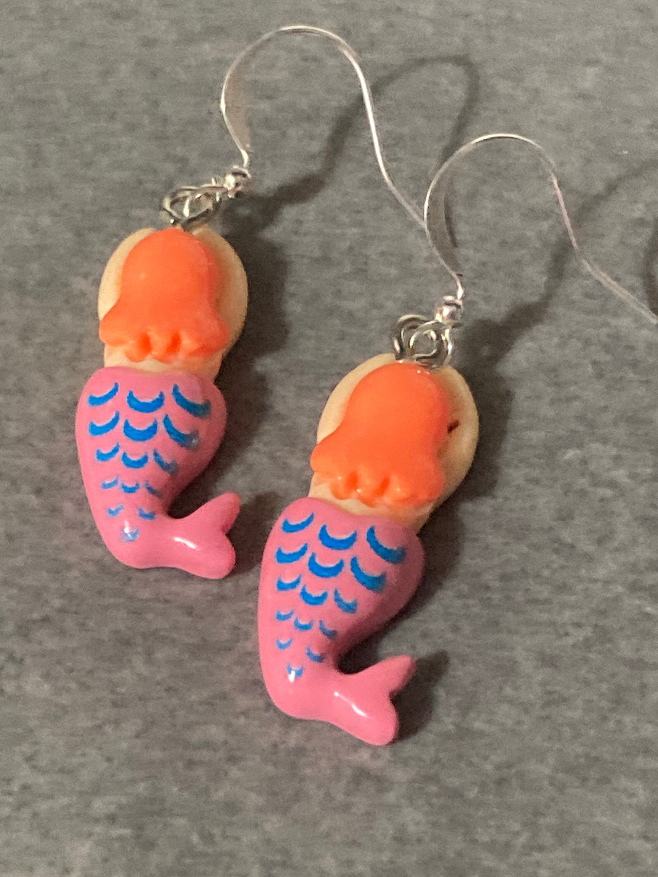mermaid drop earrings pierced ears for open swimmers